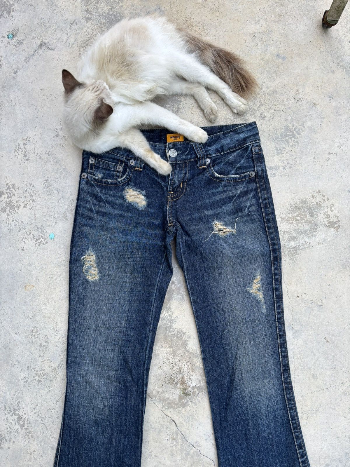 If Six Was Nine Flare Jeans Bootcut Japanese Moussy Distressed Flared Jeans Size 30" / US 8 / IT 44 - 4 Thumbnail