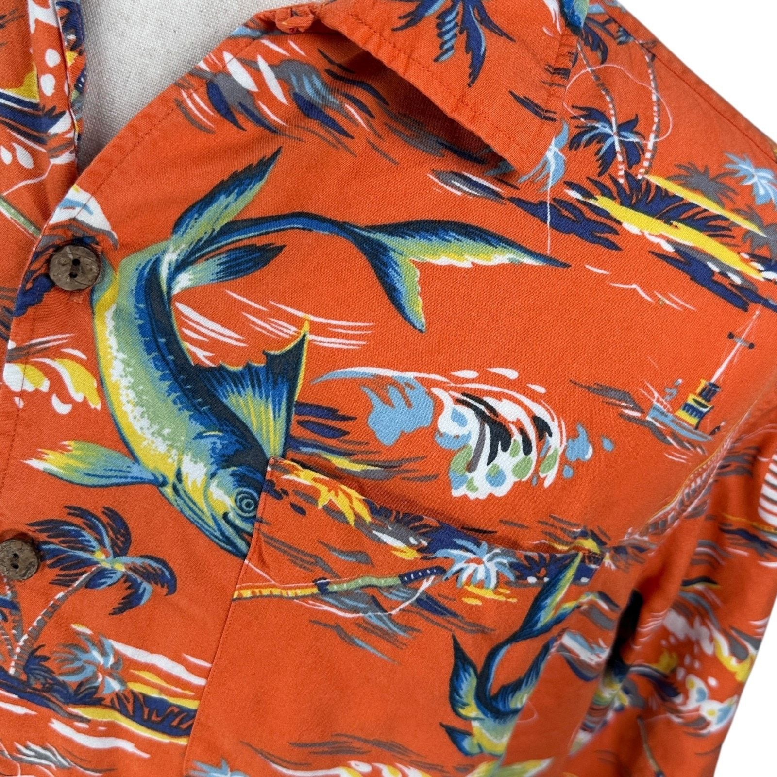 Polo Ralph Lauren VTG Polo Ralph Lauren Shirt Mens Large Orange Fish Boat Camp Size US L / EU 52-54 / 3 - 3 Thumbnail