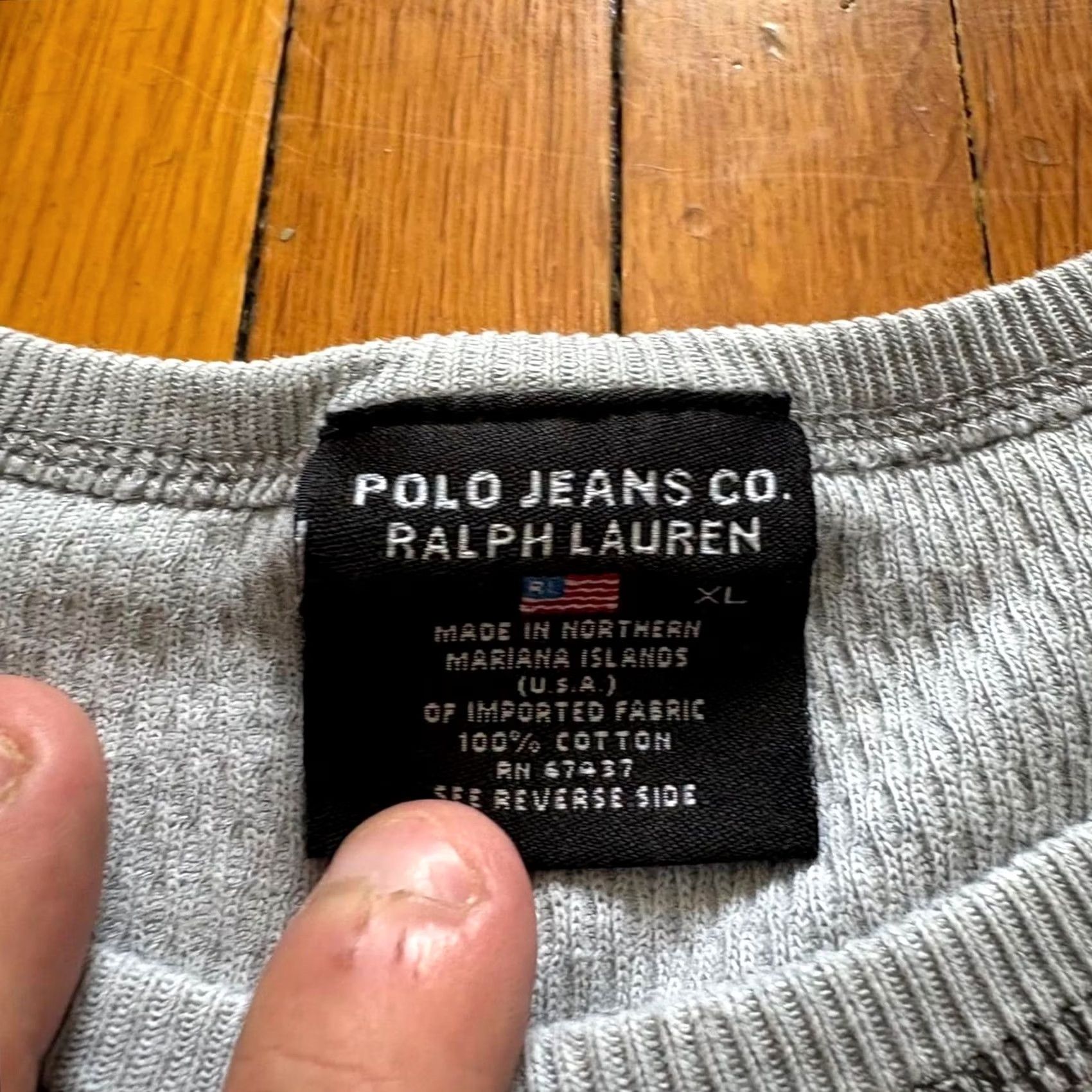 Polo Ralph Lauren VINTAGE Ralph Lauren Shirt Long sleeve Thermal XL Gray Mens Size US XL / EU 56 / 4 - 3 Thumbnail