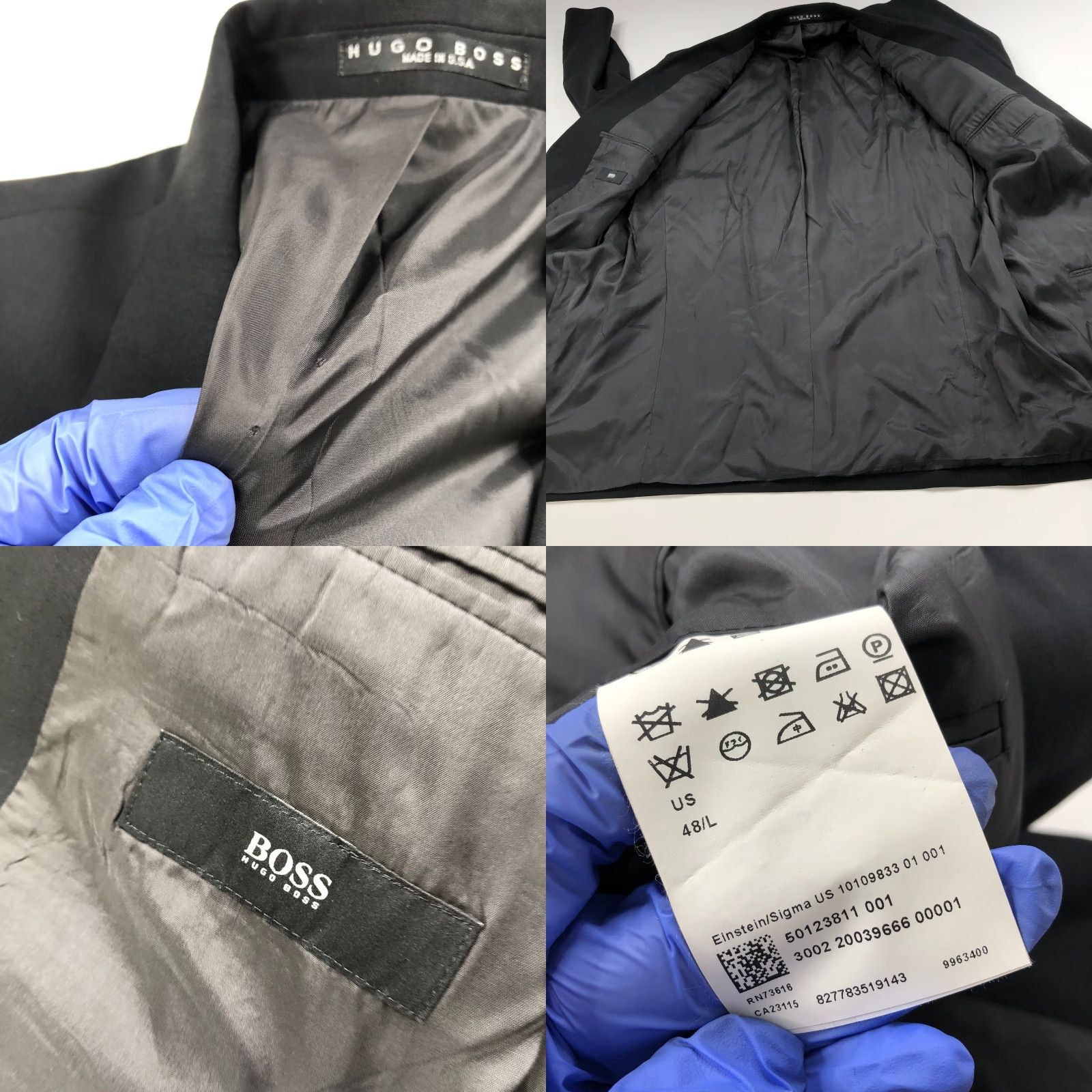 Hugo Boss VINTAGE Hugo Boss Blazer Jacket Mens 48L Black Wool 100% Button Notch 2-Button Single-Breasted Regular MINT Size 48R - 9 Thumbnail