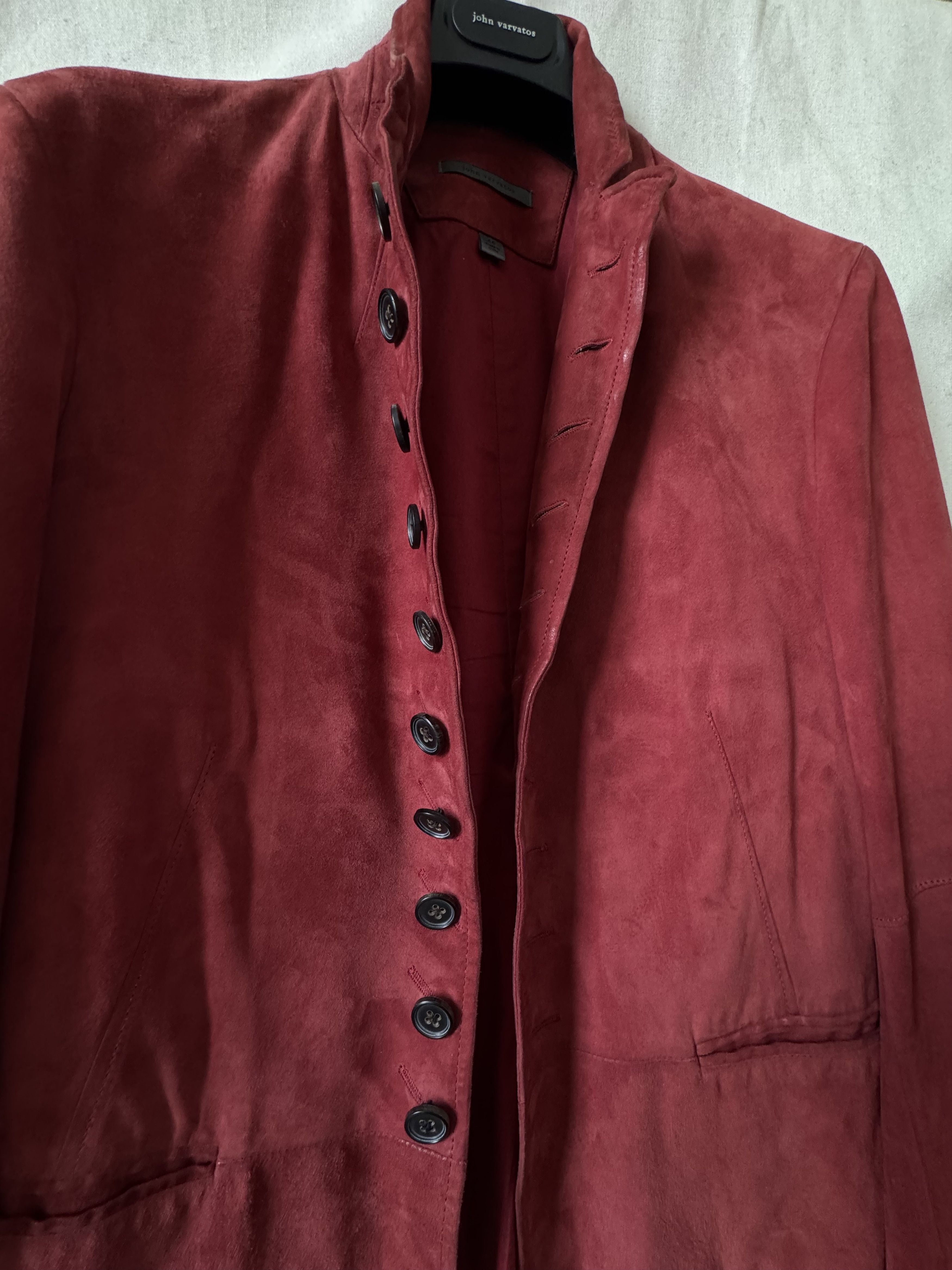 John Varvatos JOHN VARVATOS PINK SUEDE MULTIBUTTON JACKET Size 46R - 3 Thumbnail