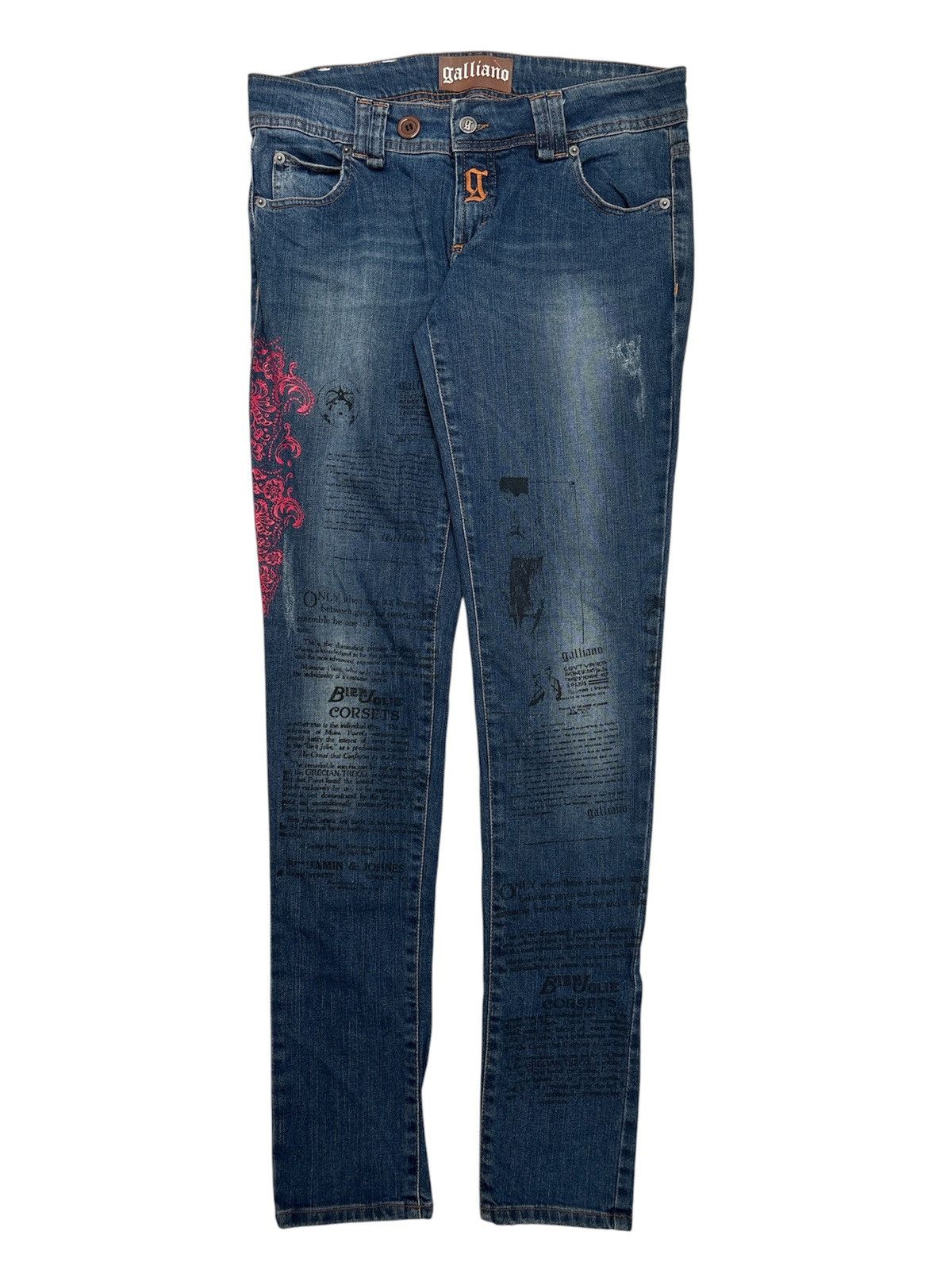 John Galliano Gazette Newspaper Denim Jeans Size US 28 / EU 44 - 1 Thumbnail