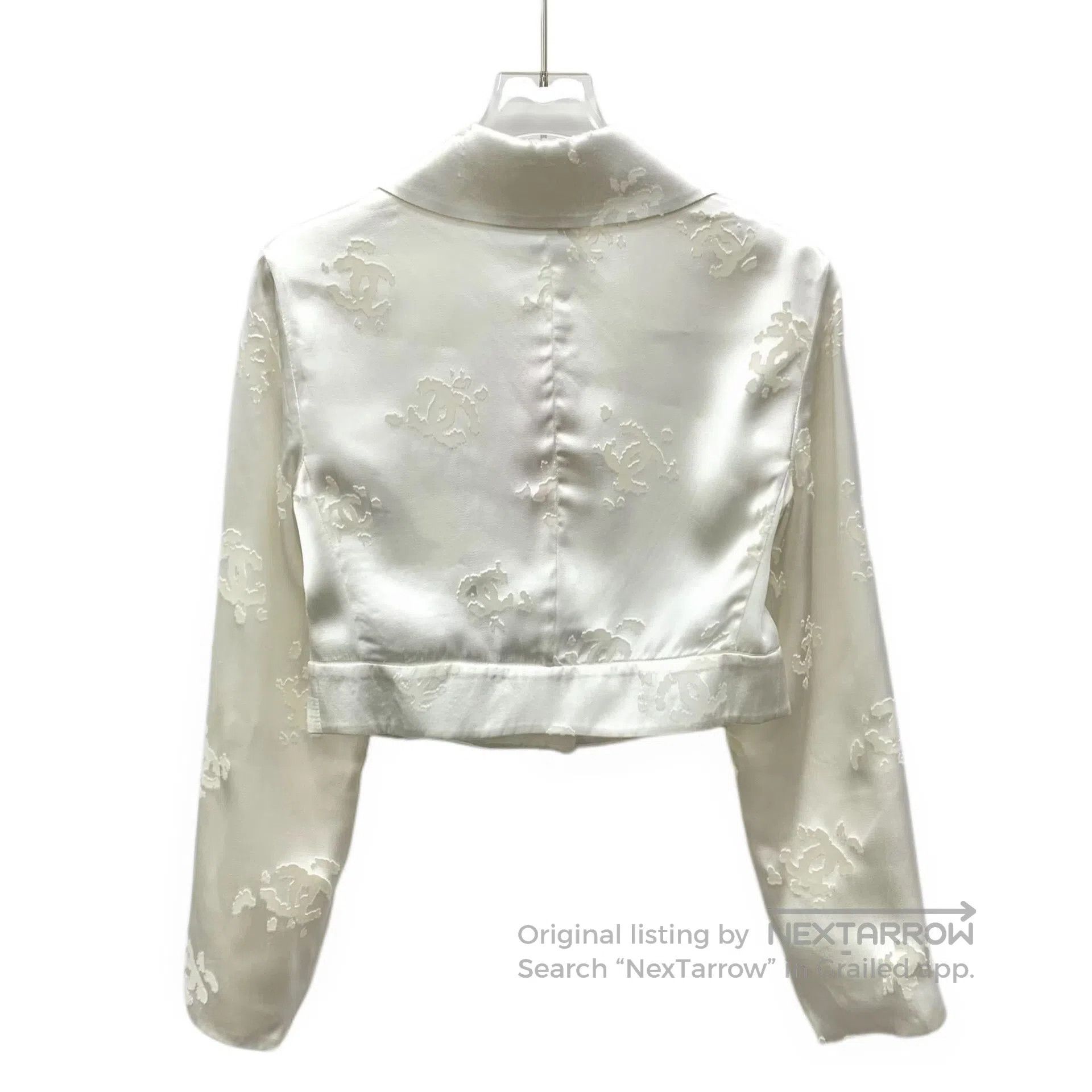 Chanel Chanel Beige Logo Jacquard Silk Collar Single-breasted Lon Size XXS / US 00 / IT 34 - 2 Thumbnail