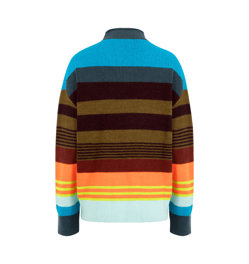 Christopher John Rogers o1h1sh11225 Striped V-Neck Sweater in Multicolor Size L / US 10 / IT 46 - 2 Thumbnail
