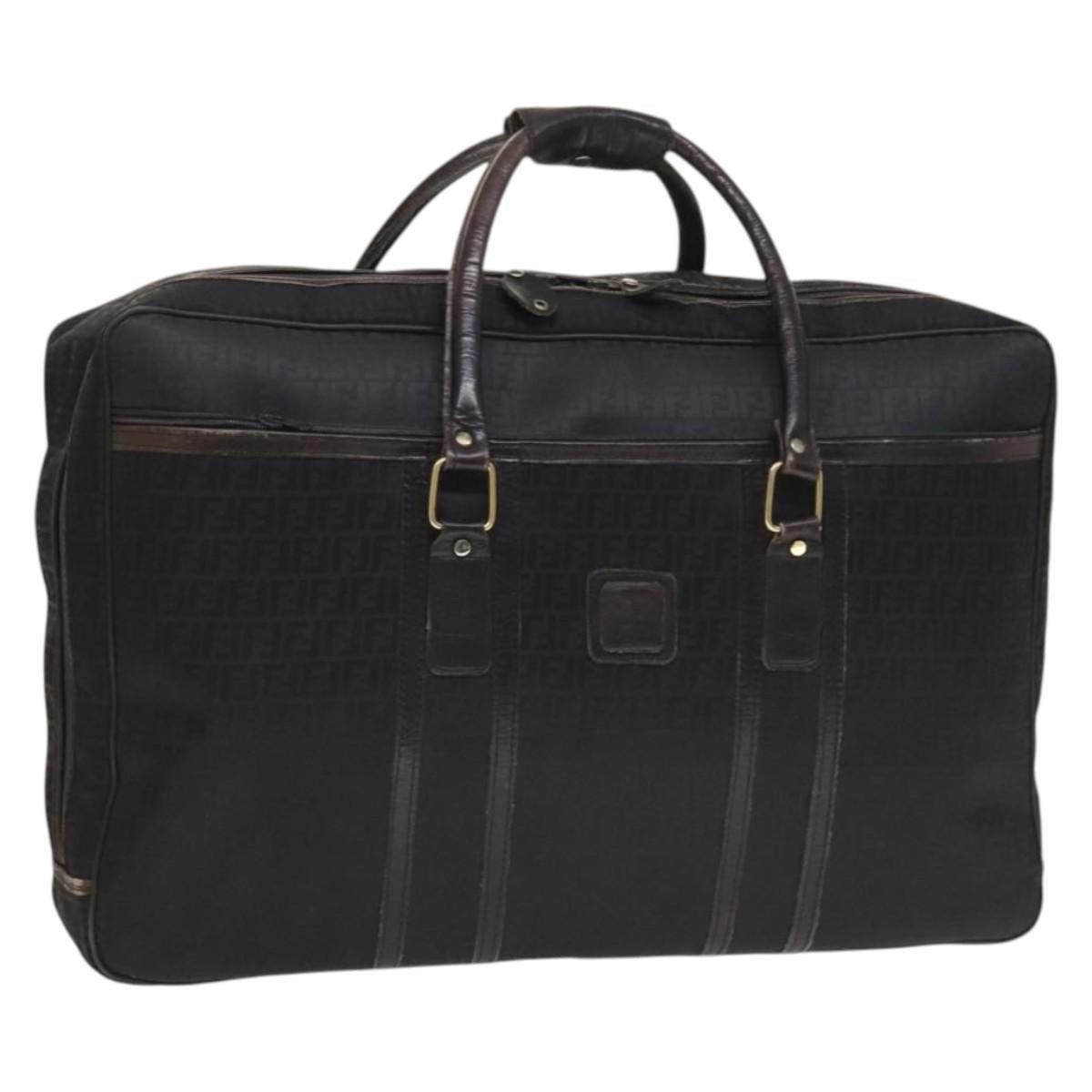 Fendi FENDI Zucchino Canvas Boston Bag Silver Black Size ONE SIZE - 1 Thumbnail