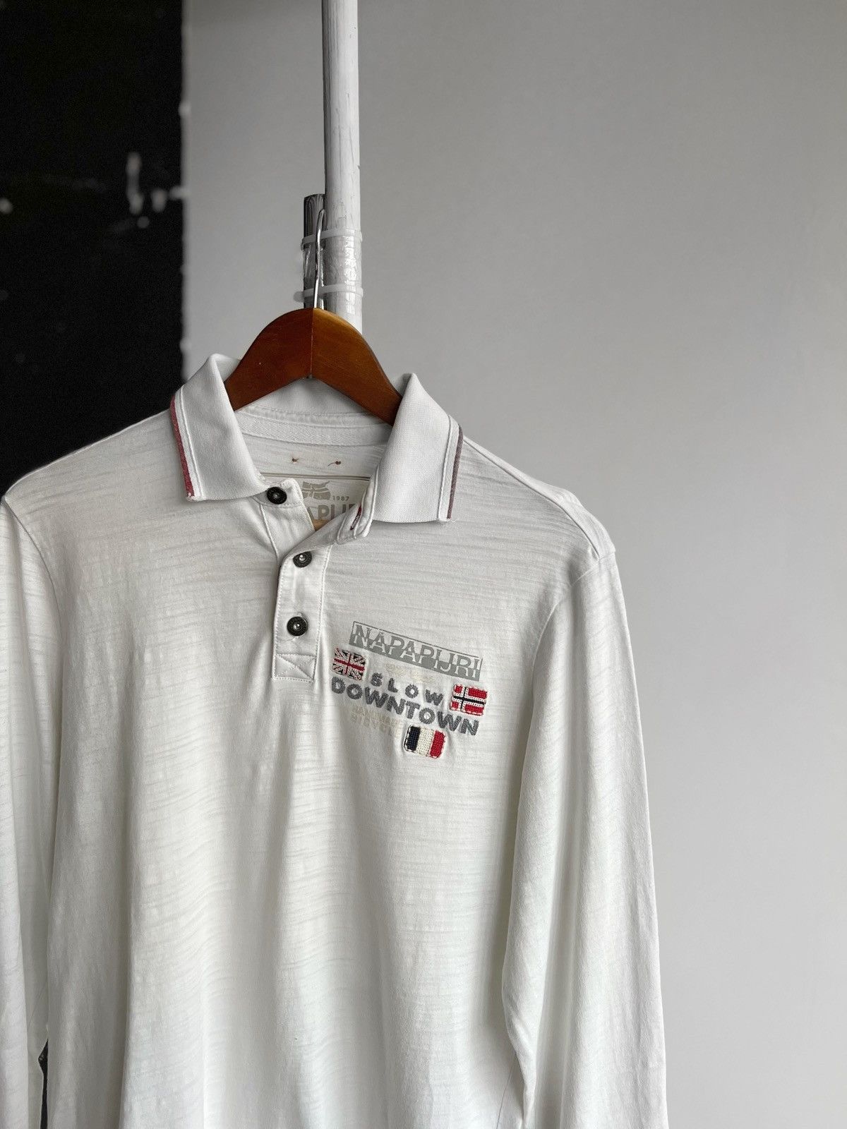 Napapijri Napapijri Mens White Polo Long Sleeve Shirt Rugby Logo Size US M / EU 48-50 / 2 - 2 Thumbnail