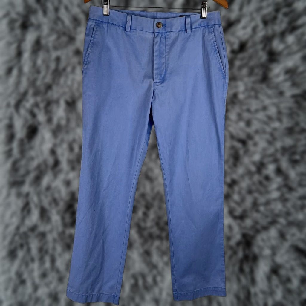 Vineyard Vines Vineyard Vines Slim Fit Breaker Pants Mens Blue Chino 33x30 Regular Slim Front Flat Cotton Unsigned GUC Size US 33 - 1 Thumbnail