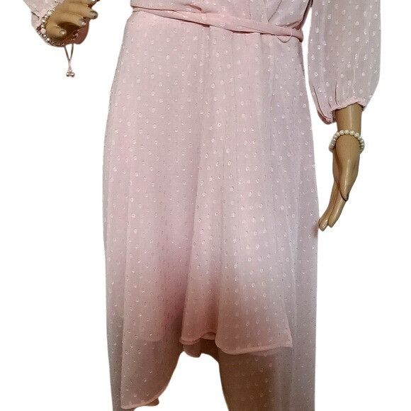 Other Tommy Hilfiger Pink Polka Dot Wrap Midi Dress With Sheer Sle Size XXL / US 16-18 / IT 52-54 - 6 Thumbnail