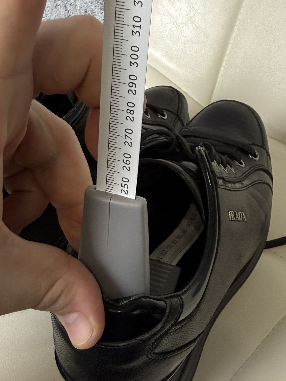 Prada PRADA Wedge Sneakers Black Leather Womens Platform Shoes Size US 6.5 / IT 36.5 - 25 Thumbnail