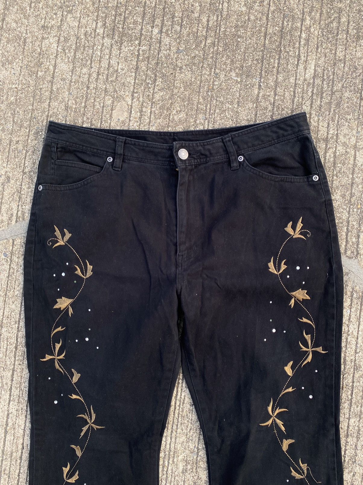 Japanese Brand × Vintage JOHN JELLO Flared Flower Black Pants Size US 32 / EU 48 - 2 Thumbnail