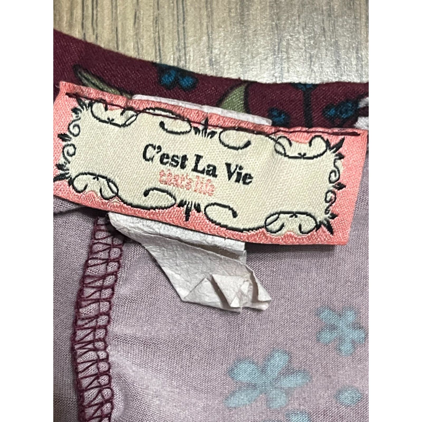 Vintage C'est La Vie Dress Women's Plus 2X Purple Floral Long Sleeve Size XXL / US 16-18 / IT 52-54 - 7 Thumbnail