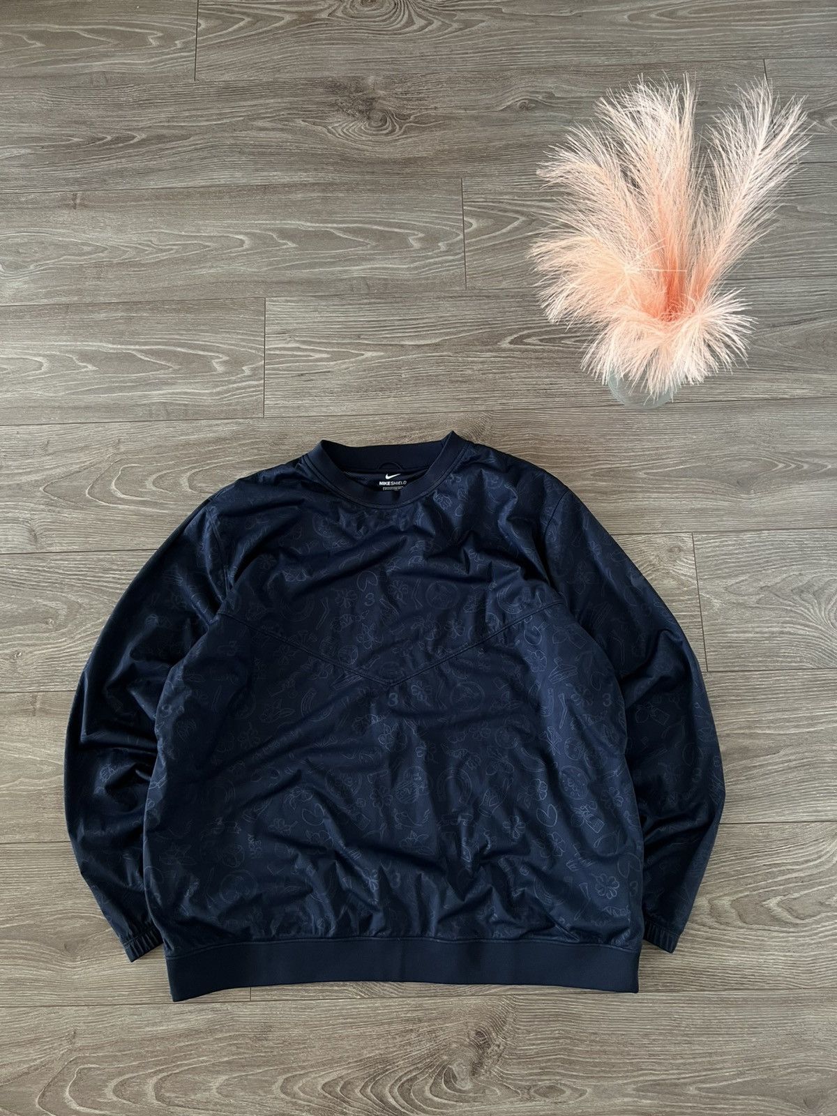 Designer × Nike ‼️Nike Shield Overprinted Monogram Metal Nylon Sweatshirt‼️ Size US XL / EU 56 / 4 - 1 Thumbnail