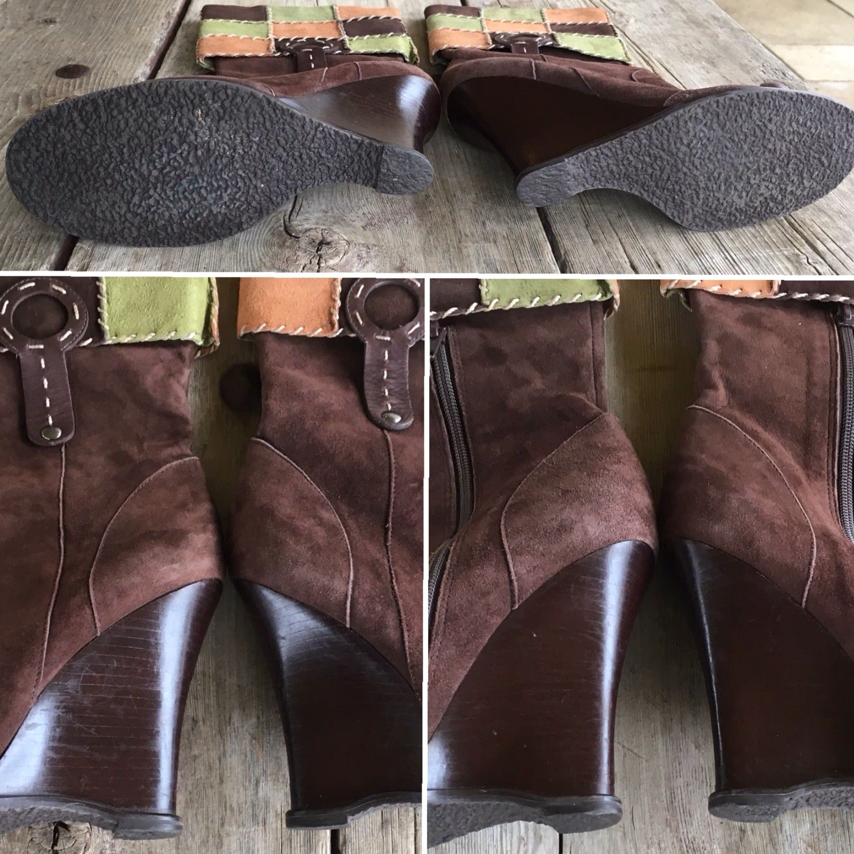 Vince Camuto Vince Camuto Boots Patchwork Suede Mid-Calf Wedge Brown 5.5B Womens Shoes Size US 6 / IT 36 - 4 Thumbnail