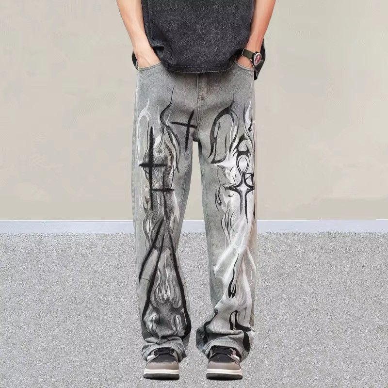 Japanese Brand Flame Art Graphic Denim Pant Size US 29 - 3 Thumbnail