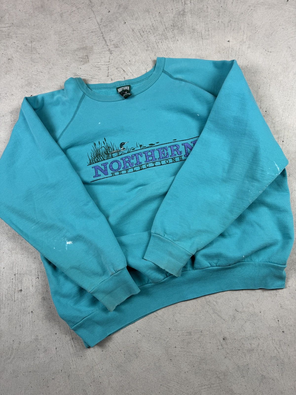 Northern Reflections × Vintage 1990s Northern Reflection Teal Duck Crewneck Size US L / EU 52-54 / 3 - 5 Thumbnail