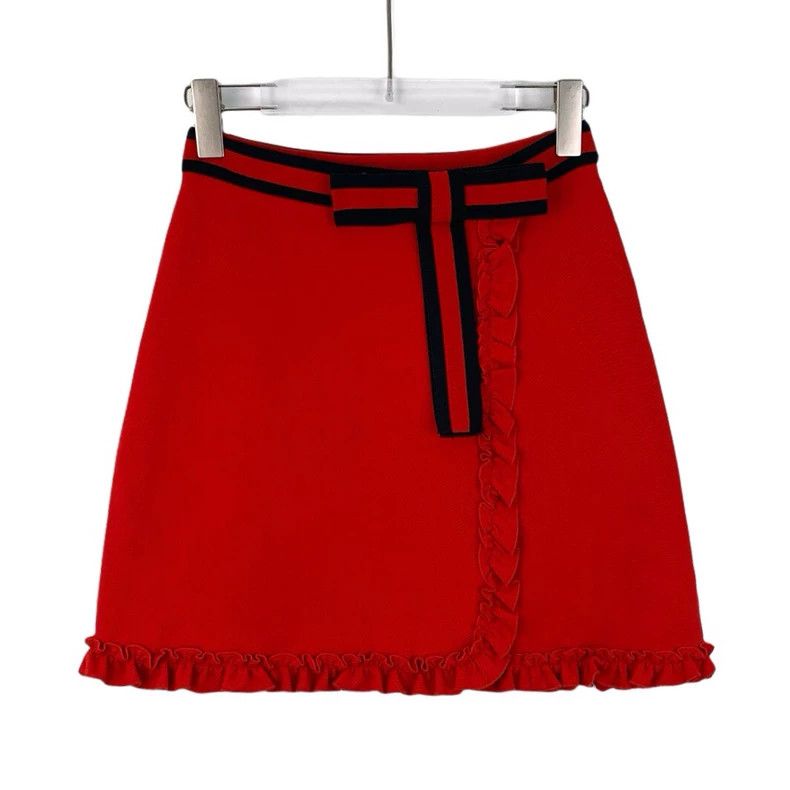Gucci Gucci SizeXS Red bow tie striped webbing lace casual knitte Size 40" / US 18 - 1 Thumbnail