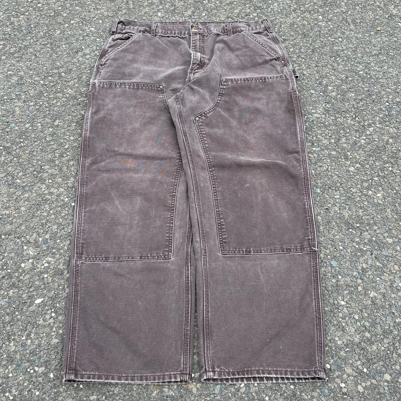 image of Carhartt Faded Brown Double Knee Work Carpenter Pant, Men's (Size 36)