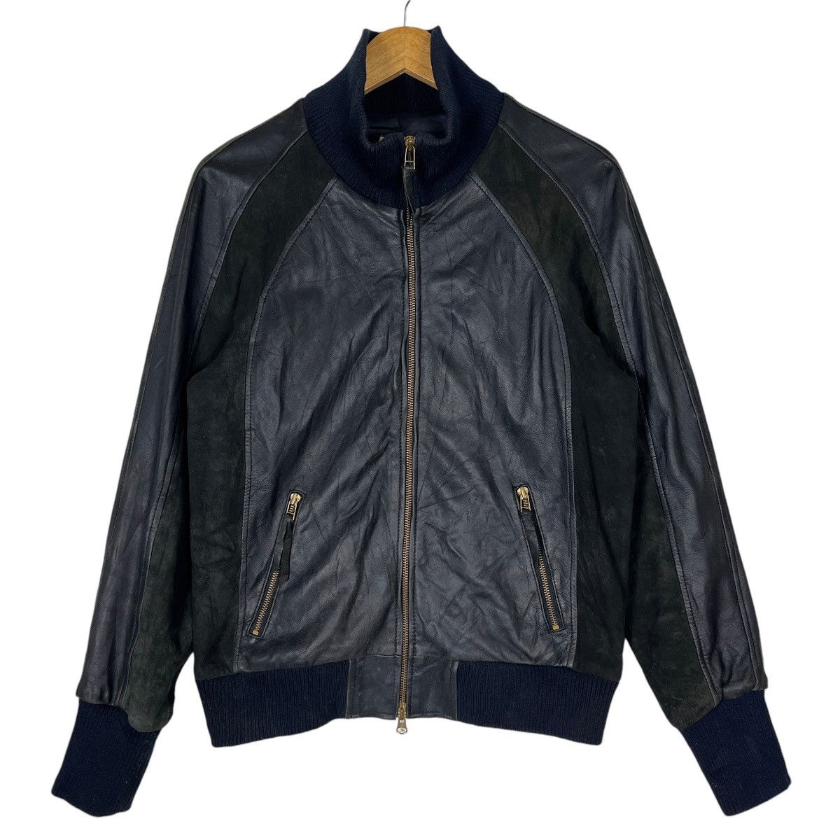 Japanese Brand 🔥 ACOUSTIC SHEEPSKIN LEATHER BOMBER JACKET HIGH COLAR Size US S / EU 44-46 / 1 - 1 Thumbnail
