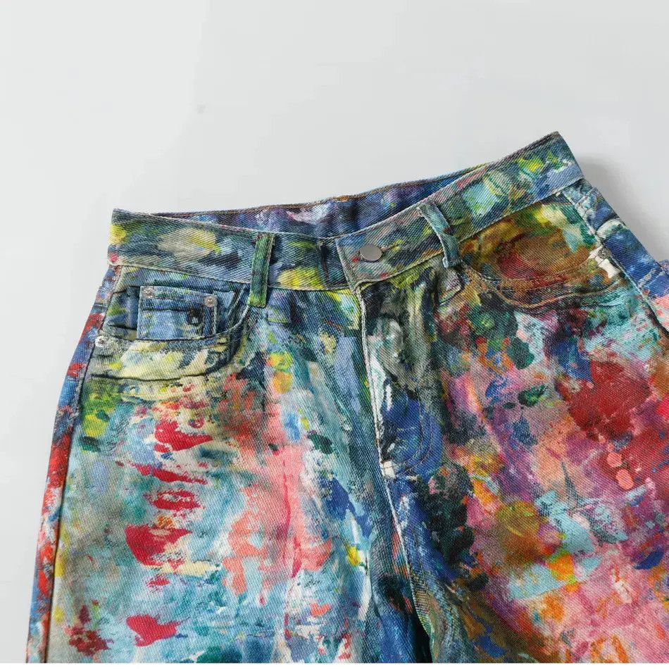 Japanese Brand Retro loose straight leg wide leg tie dye jeans Size US 32 / EU 48 - 3 Thumbnail