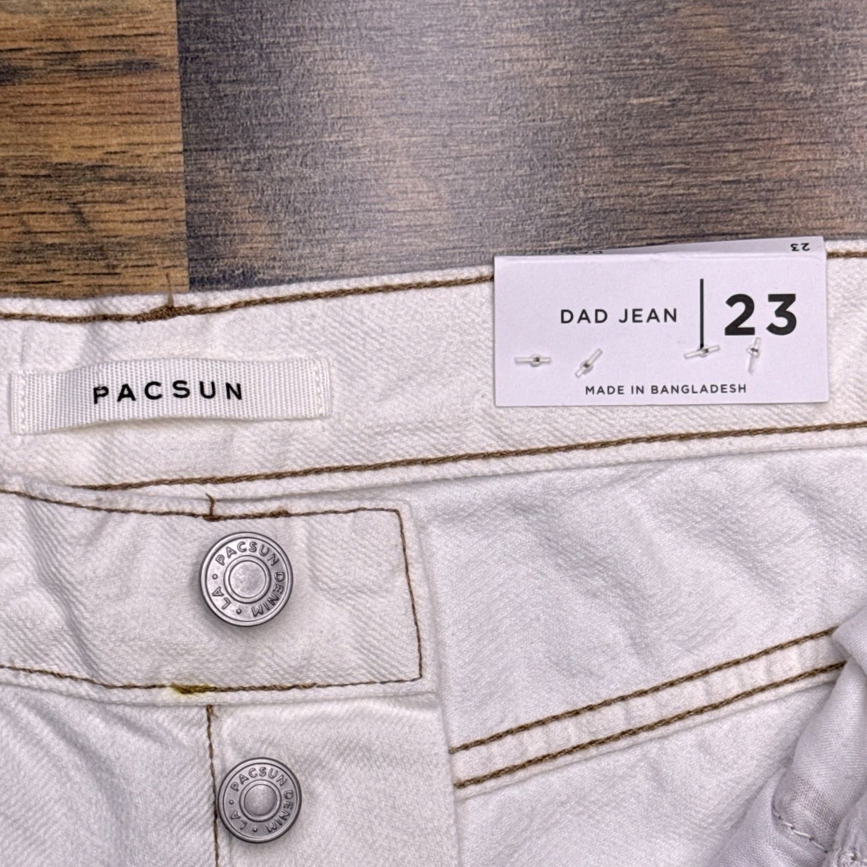 Pacsun Pacsun Jeans 23 Ivory Mid Rise Button Fly Mom Regular Denim 5-Pocket Retro Vintage No N/A Size 40" / US 18 - 4 Thumbnail