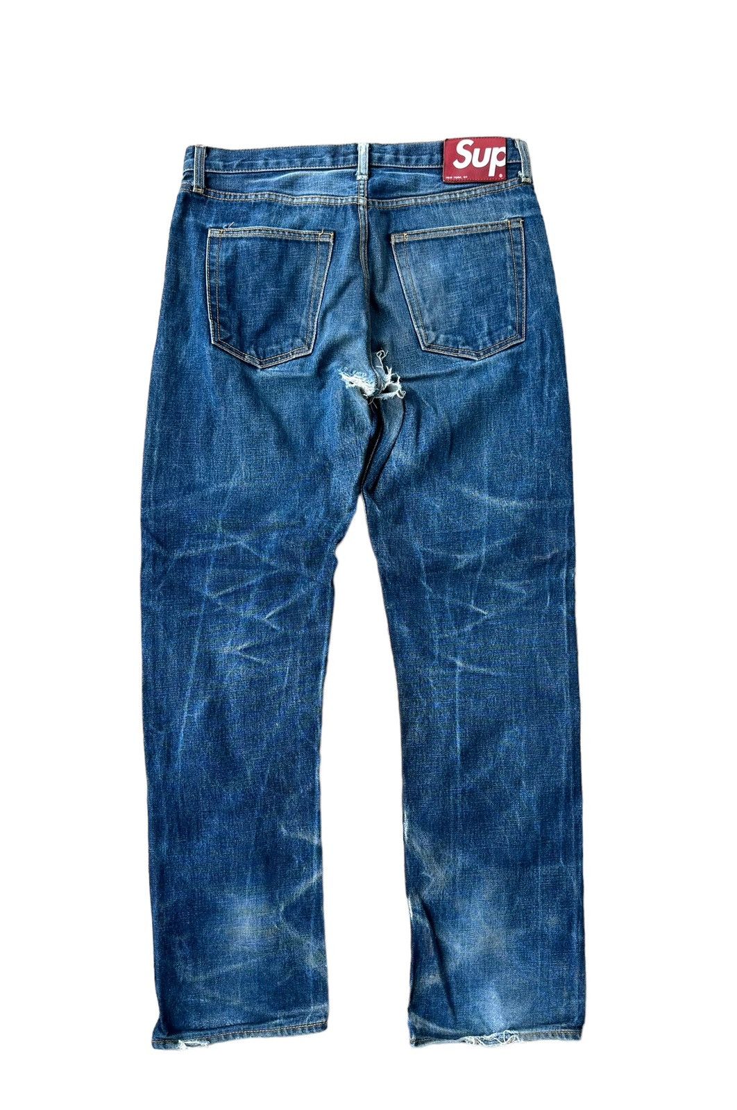 Distressed Denim × Supreme Supreme rusty wash selvedge denim jeans 