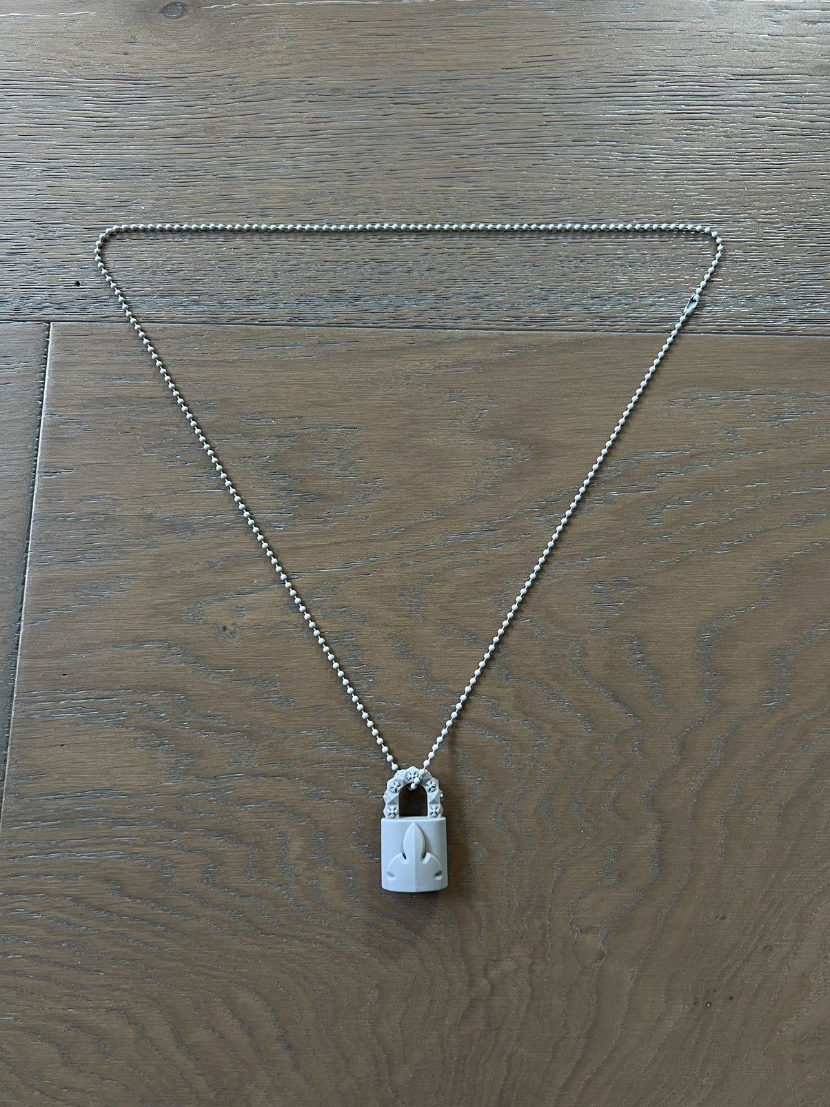 Silicone Fleur Padlock Necklace Grey