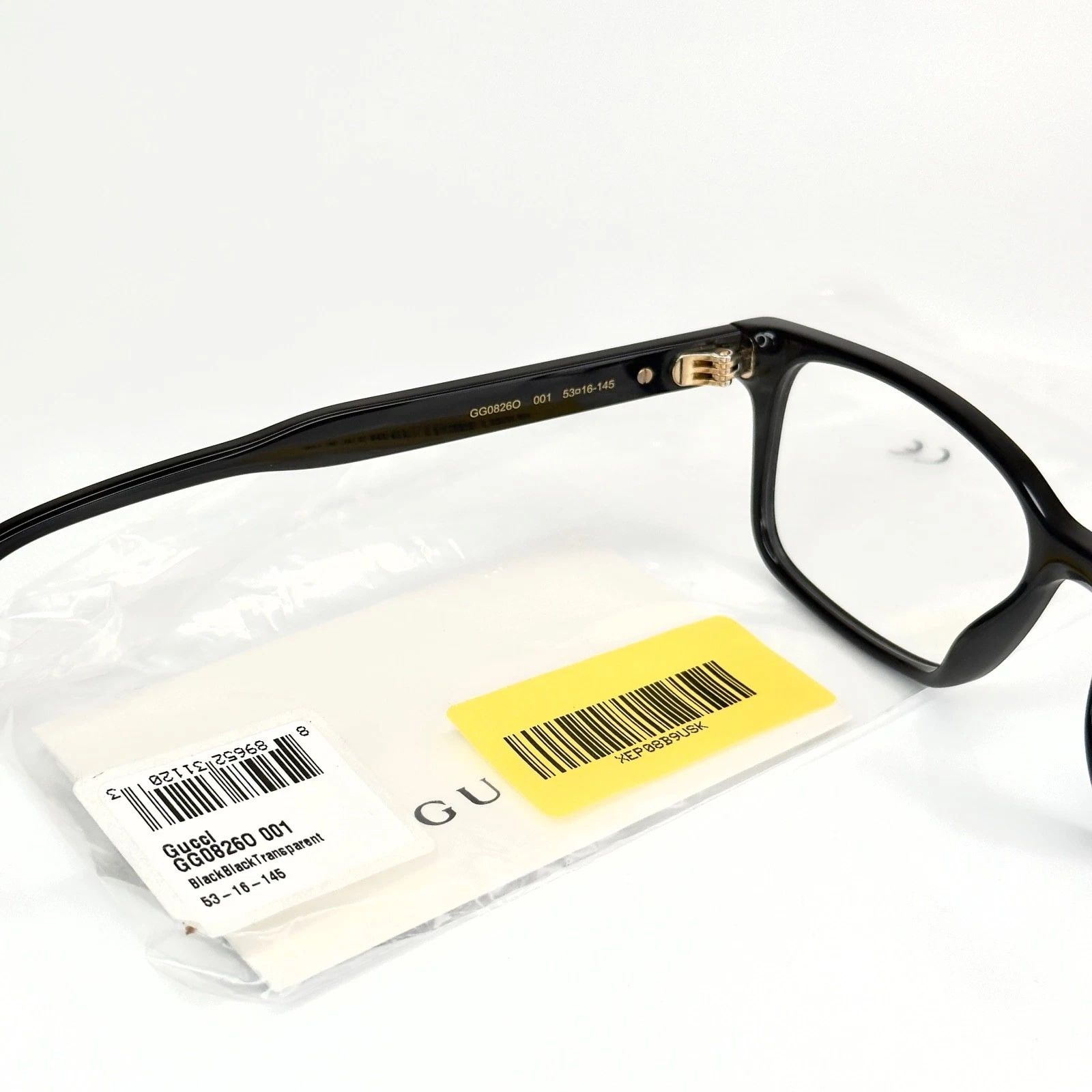 Gucci GUCCI GG0826O 0826 Black Rectangular Eyeglasses 001 Frame Size ONE SIZE - 2 Thumbnail