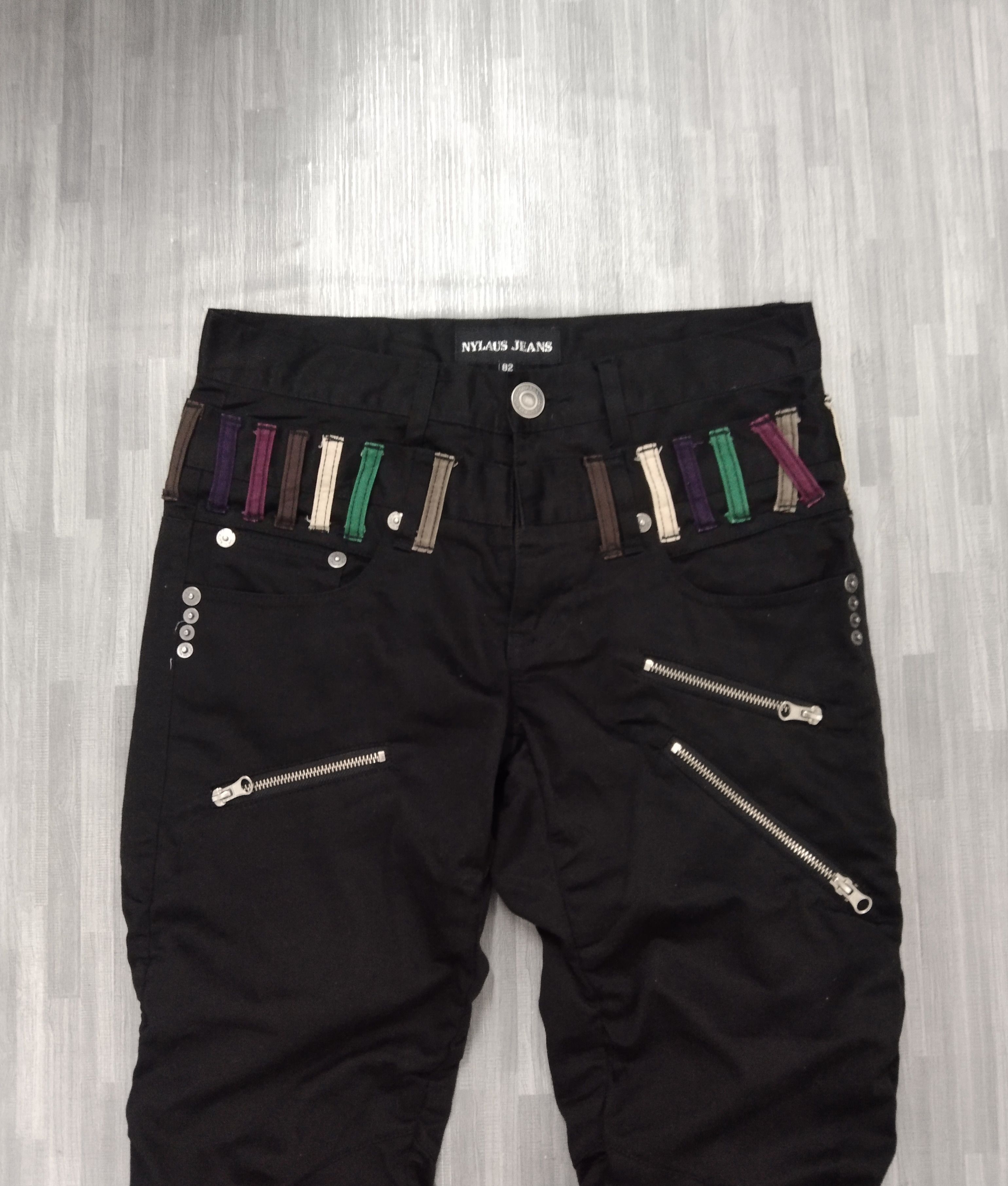 Japanese Brand BLACK DOUBLE WAIST MULTIZIPPER NYLAUS PANTS Size US 29 - 4 Thumbnail