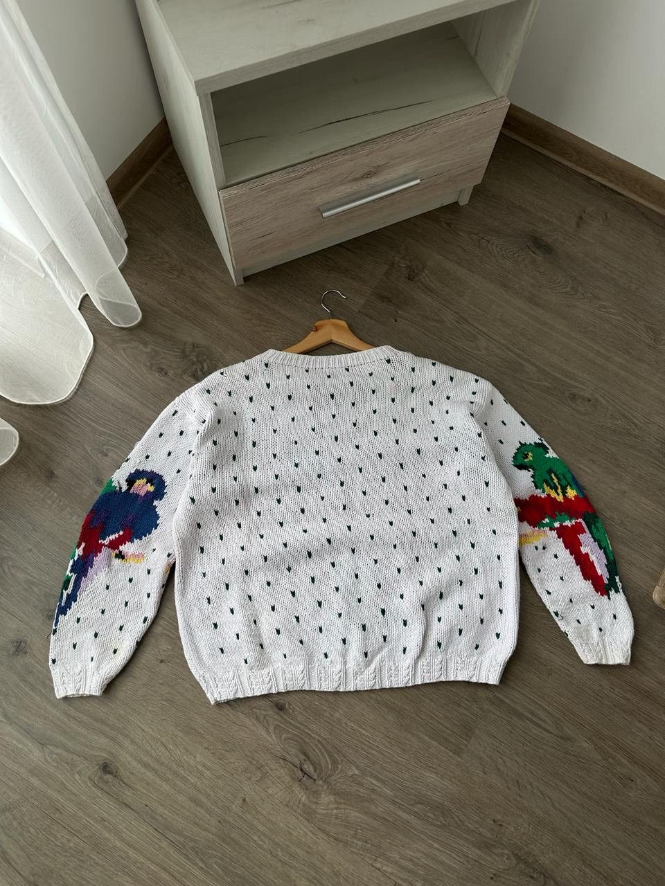 Handmade × Japanese Brand × Vintage Vintage Japanese Rare White Knit Parrot Handicrafts Sweater Size S / US 4 / IT 40 - 7 Thumbnail