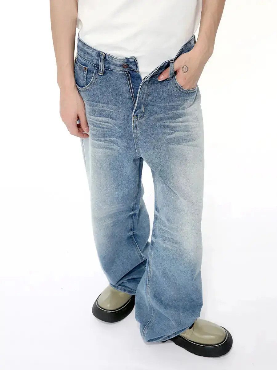Japanese Brand Retro loose wide leg straight leg jeans Size US 32 / EU 48 - 6 Thumbnail