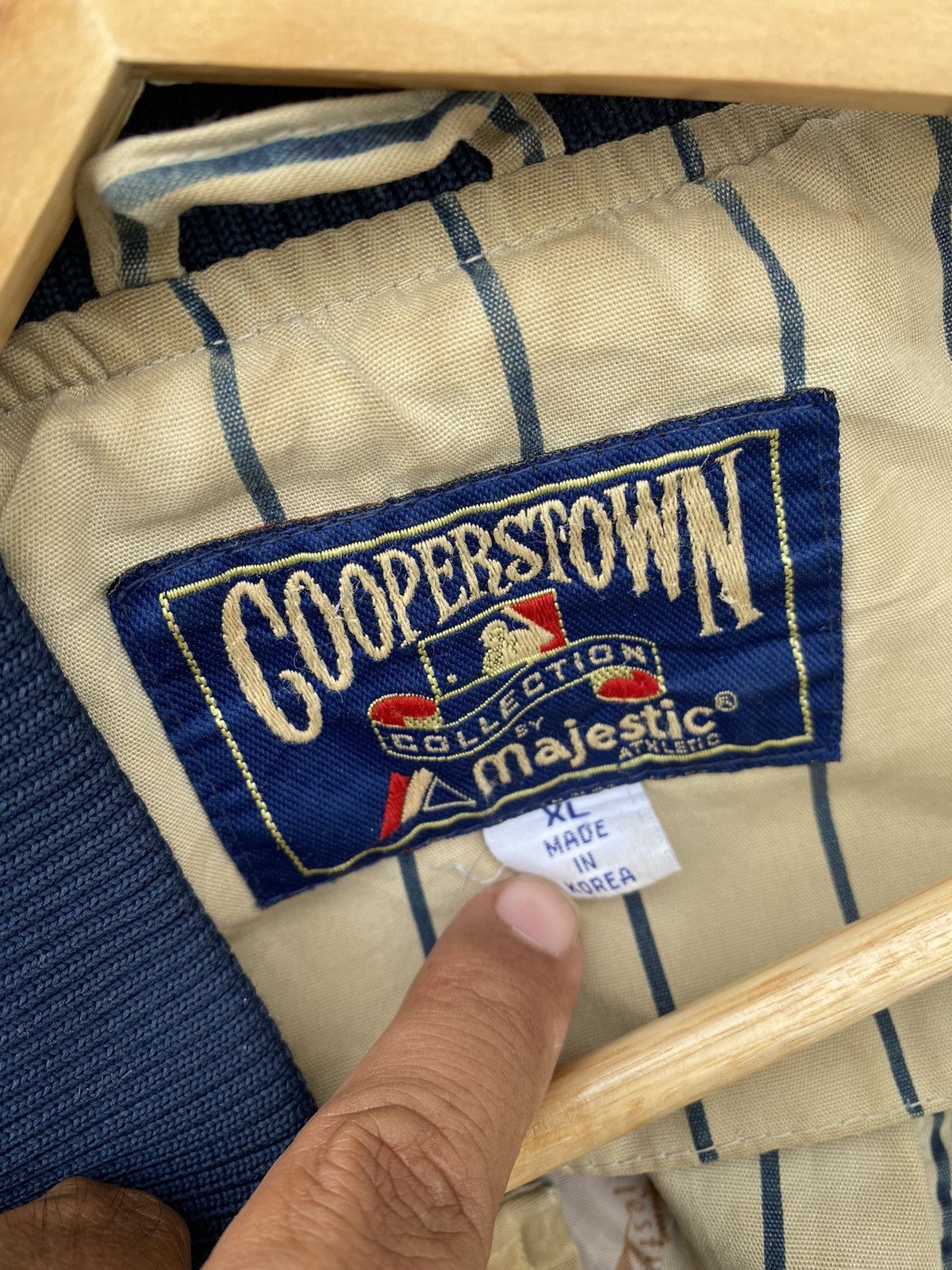 MLB × Majestic × New York Yankees AW New York Yankees pinstripe baggy varsity jacket Size US XL / EU 56 / 4 - 6 Thumbnail