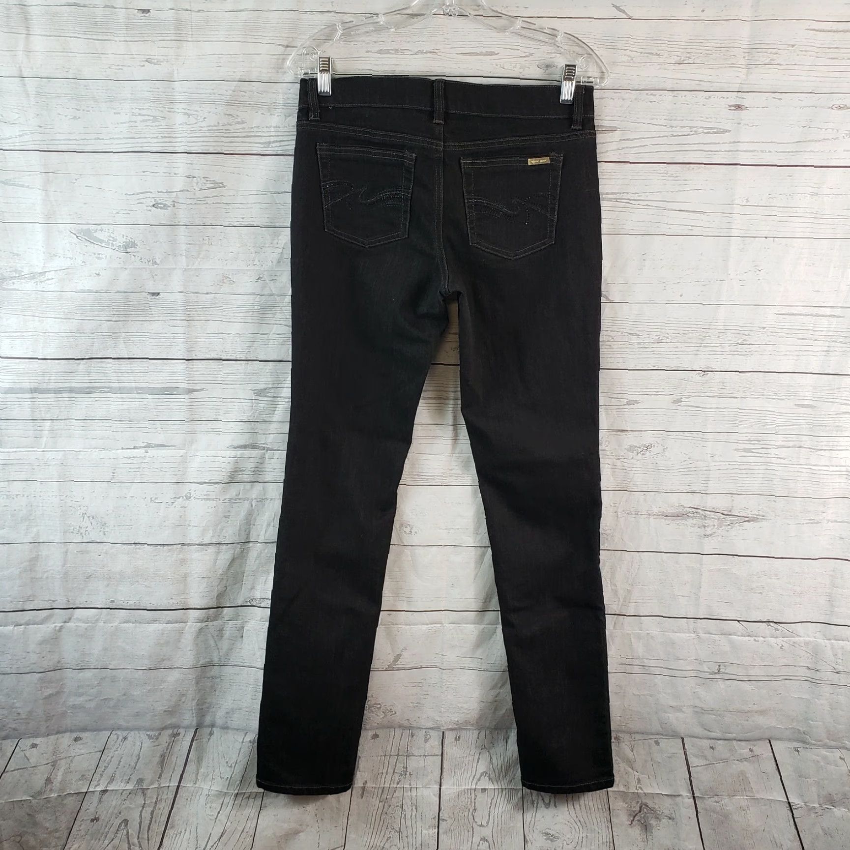 White House Black Market White House Black Market Womens Jeans Sz 2 Solid Black Low Rise Slim Leg Size 26" / US 2 / IT 38 - 3 Thumbnail