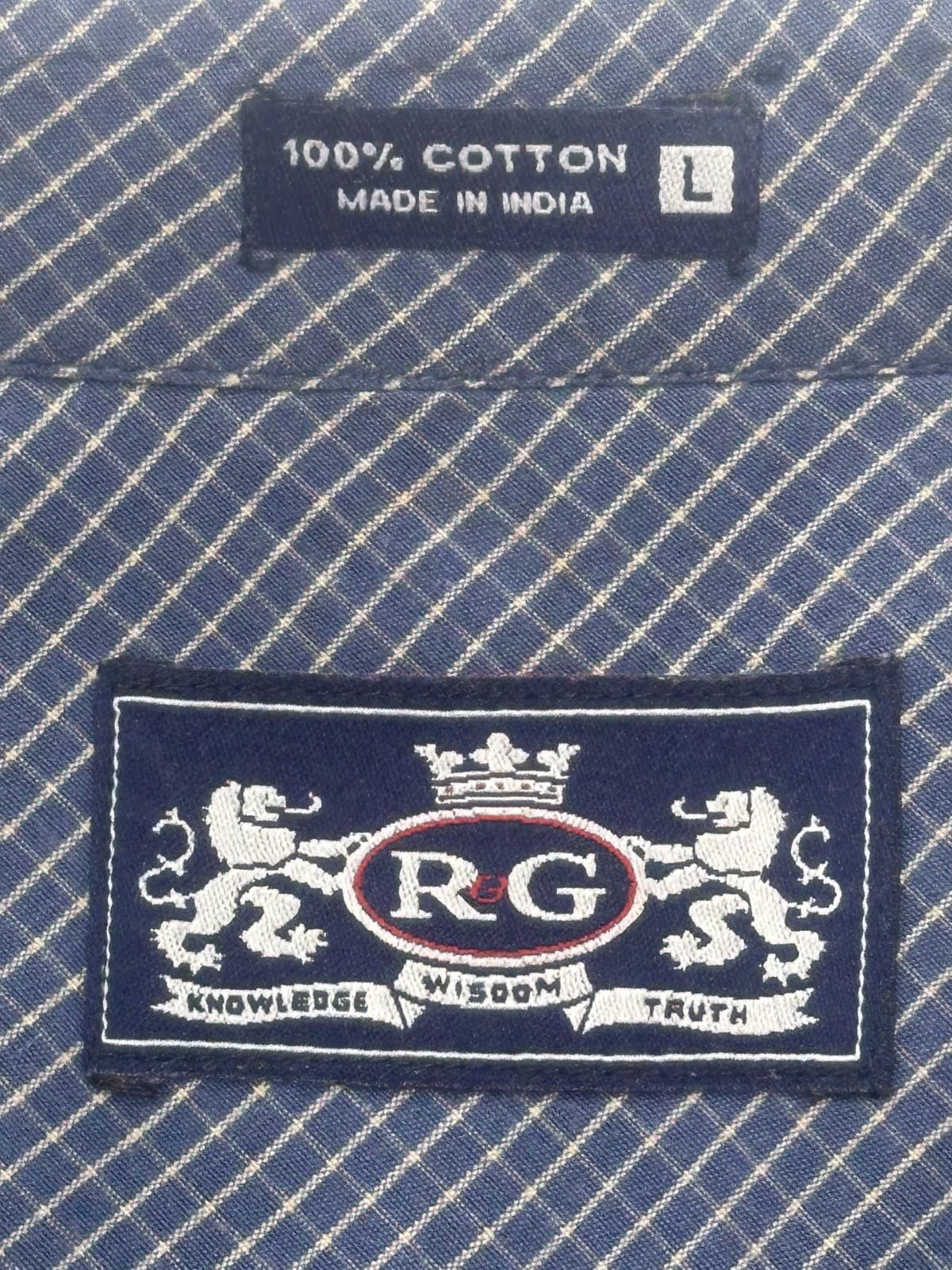 PROJECT G/R R&G 100% Cotton Striped Button Up Shirt Blue Mens L Size US L / EU 52-54 / 3 - 5 Thumbnail