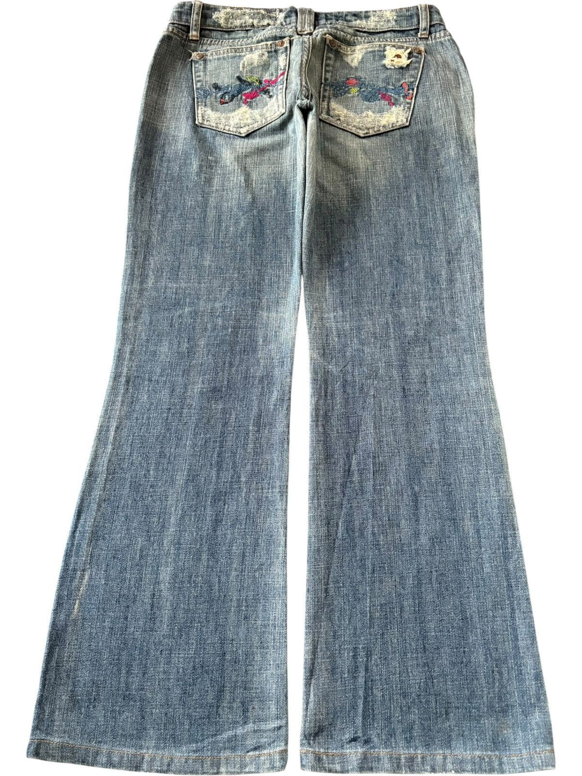 Hysteric Glamour Vintage Joes Embroidery Mud Wash Distress Flare Jeans Size 31" - 2 Thumbnail