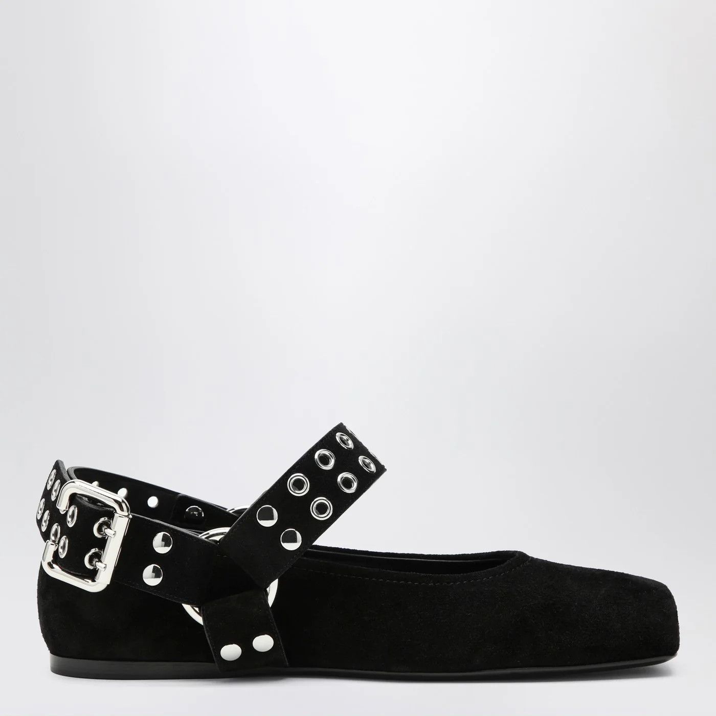 Alaia o1d2blof0426 Suede Flat Biker Ballerina in Black Size US 8 / IT 38 - 1 Thumbnail