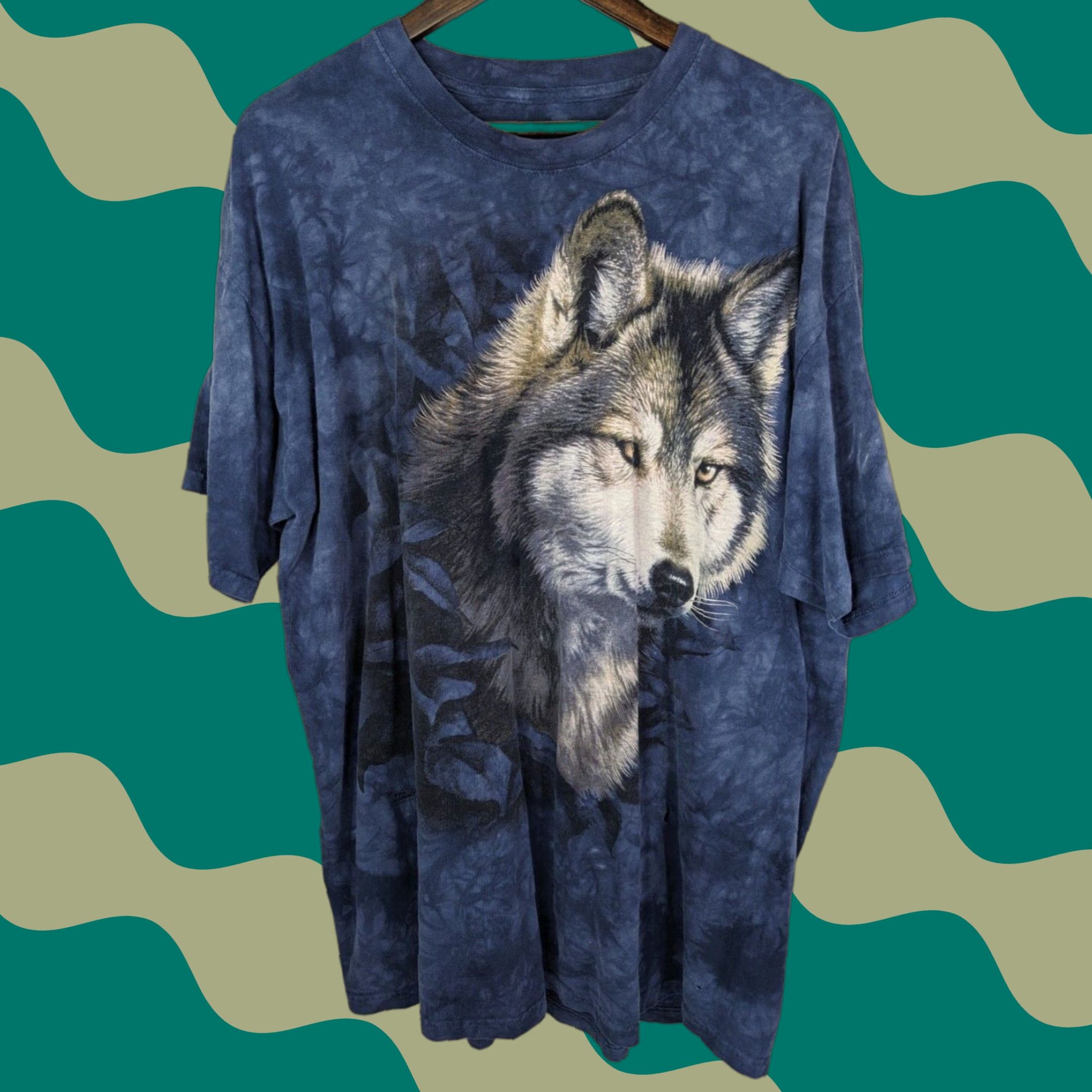 The Mountain VINTAGE The Mountain T-Shirt Wolf Nature Tie-Dye 2XL Blue Men Short Sleeve 2003 Y2K Size US XXL / EU 58 / 5 - 1 Thumbnail