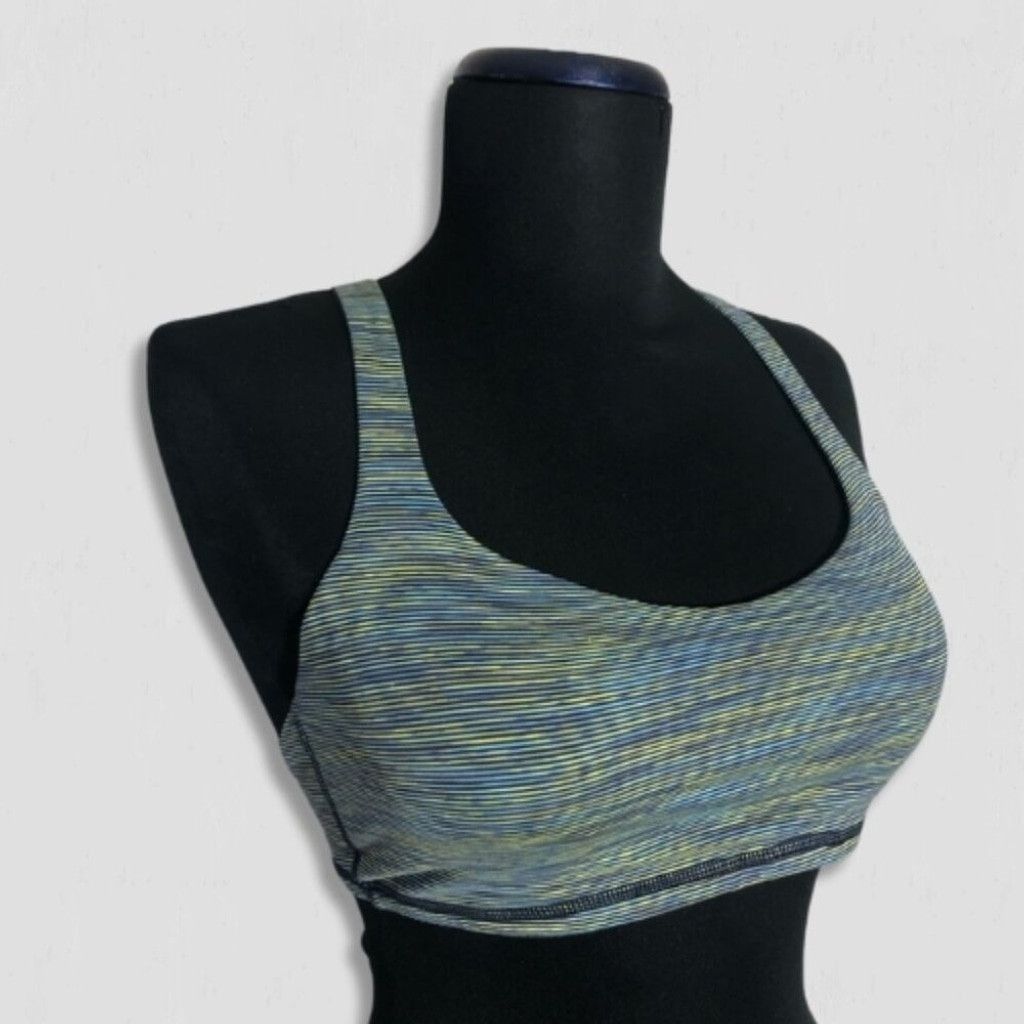 Lululemon Lululemon Bra Sports Padded Strap Back Stretch Blue Yellow S Size ONE SIZE - 3 Thumbnail