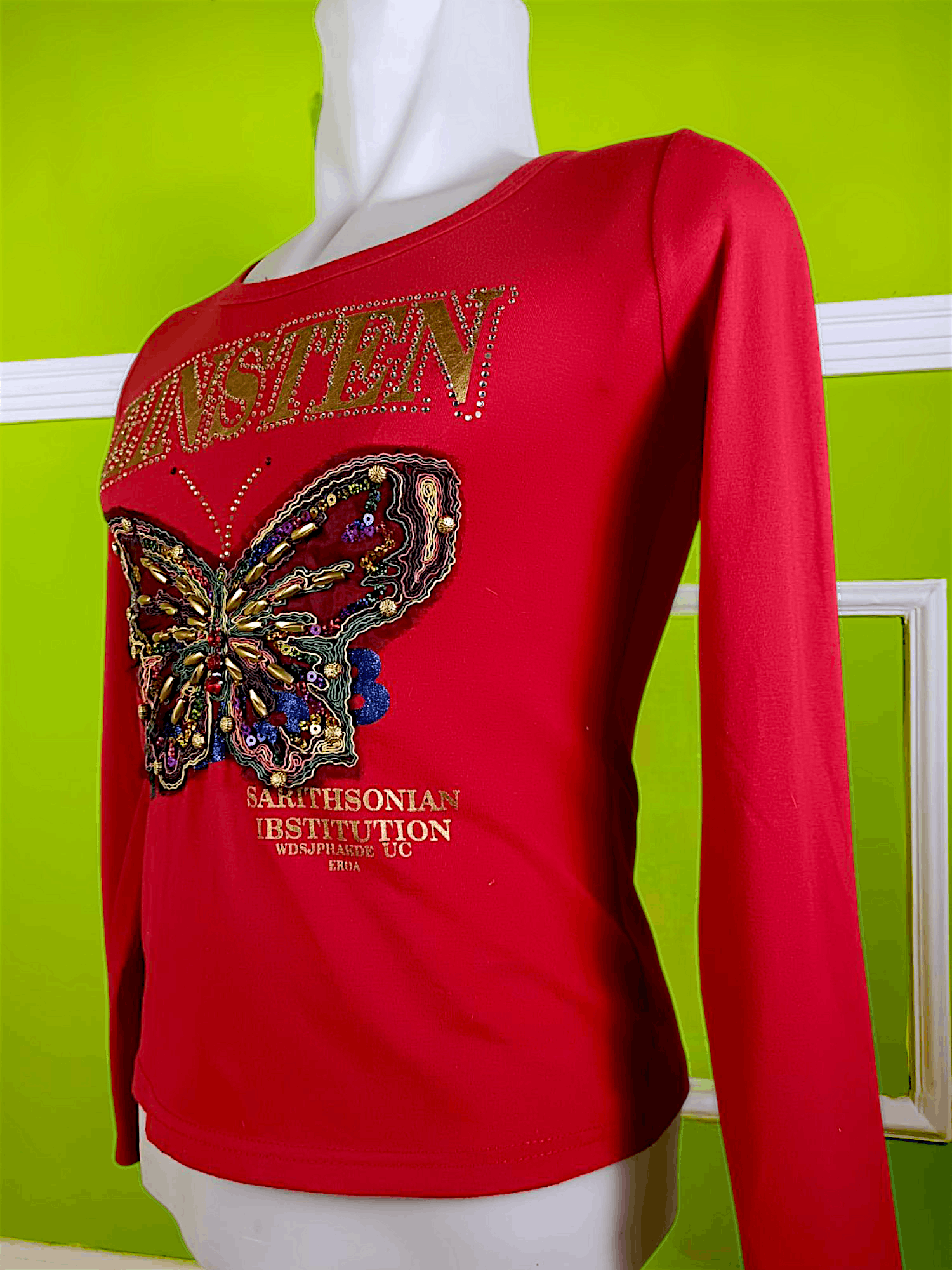 Japanese Brand EINSTEN Rhinestone Butterfly Embroidery *NO TAGS** Size US M / EU 48-50 / 2 - 3 Thumbnail