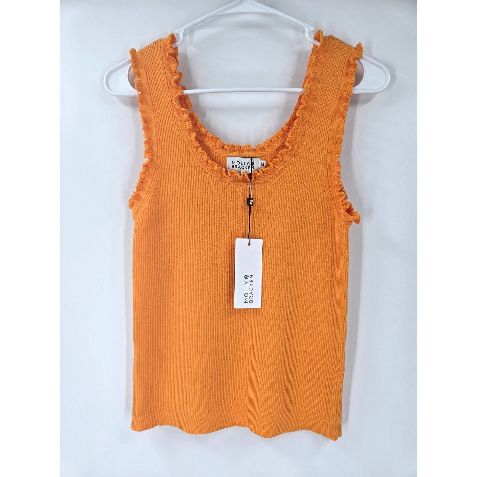 Other NEW Molly Bracken Ribbed Tank Top with Ruffles Orange Medium Size M / US 6-8 / IT 42-44 - 6 Thumbnail