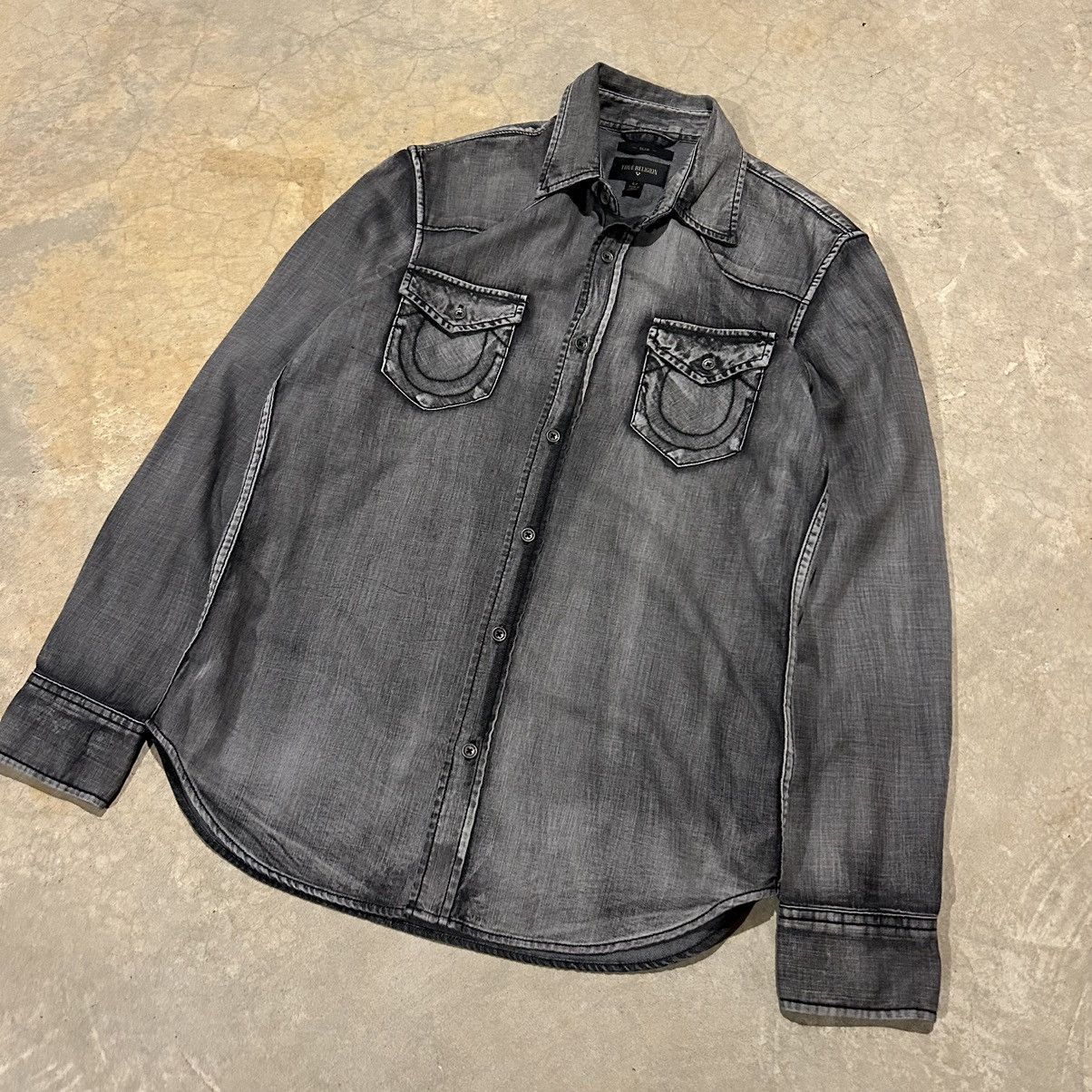 True Religion × Vintage Crazy Vintage Y2K True Religion Grey Western Button Up Shirt Size US S / EU 44-46 / 1 - 2 Thumbnail