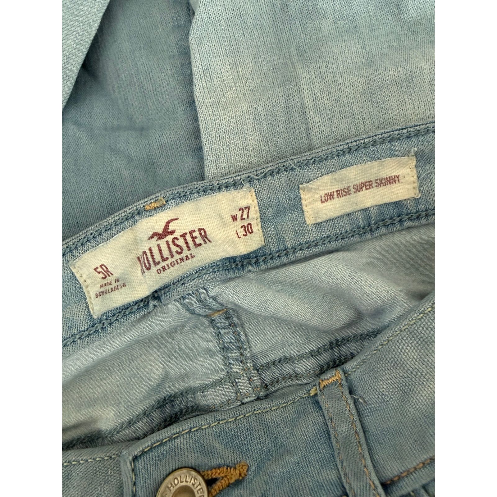 Hollister Hollister Low Rise Super Skinny Jeans Light Blue Wash - D014 Size 27" / US 4 / IT 40 - 4 Thumbnail