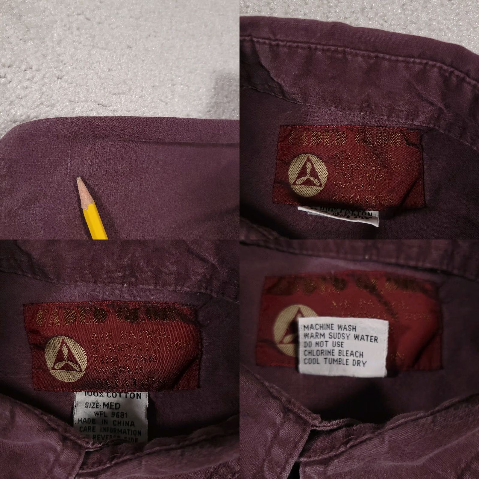Faded Glory VINTAGE Faded Glory Air Patrol Aviation Button Up Shirt Mens Medium Maroon Retro 80s Retro Casual Shirt Mens Size US M / EU 48-50 / 2 - 10 Thumbnail