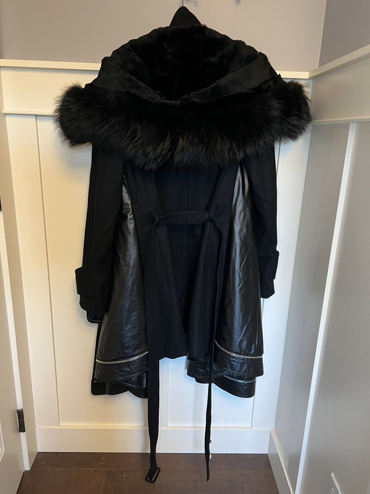 Juun.J JUUN.J Racoon and Rabbit hair multi layered wool long coat Size L / US 10 / IT 46 - 2 Thumbnail