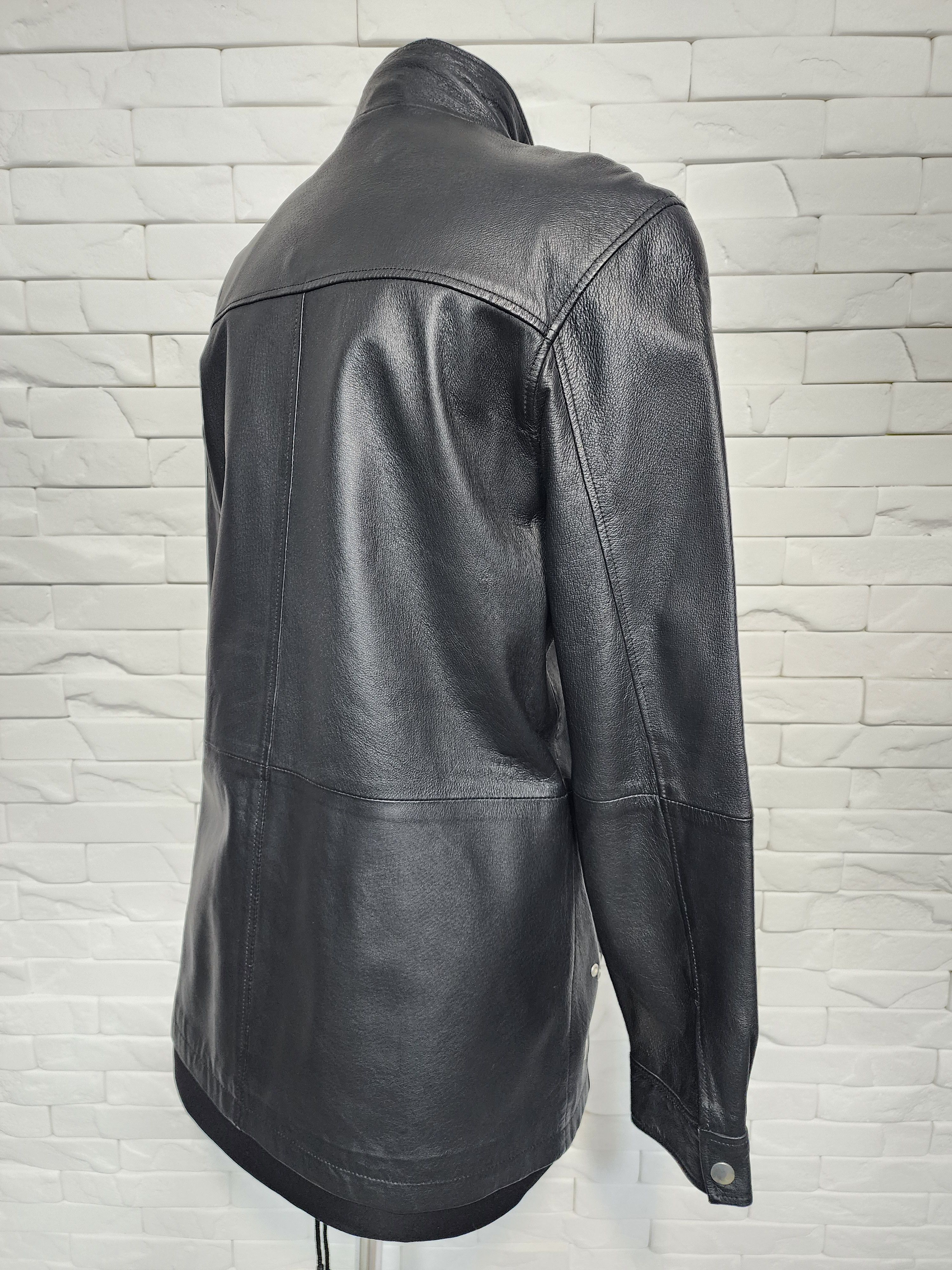 Designer Black Leather Jacket: Women's Zippered Soft Leather Coat Size L / US 10 / IT 46 - 6 Thumbnail