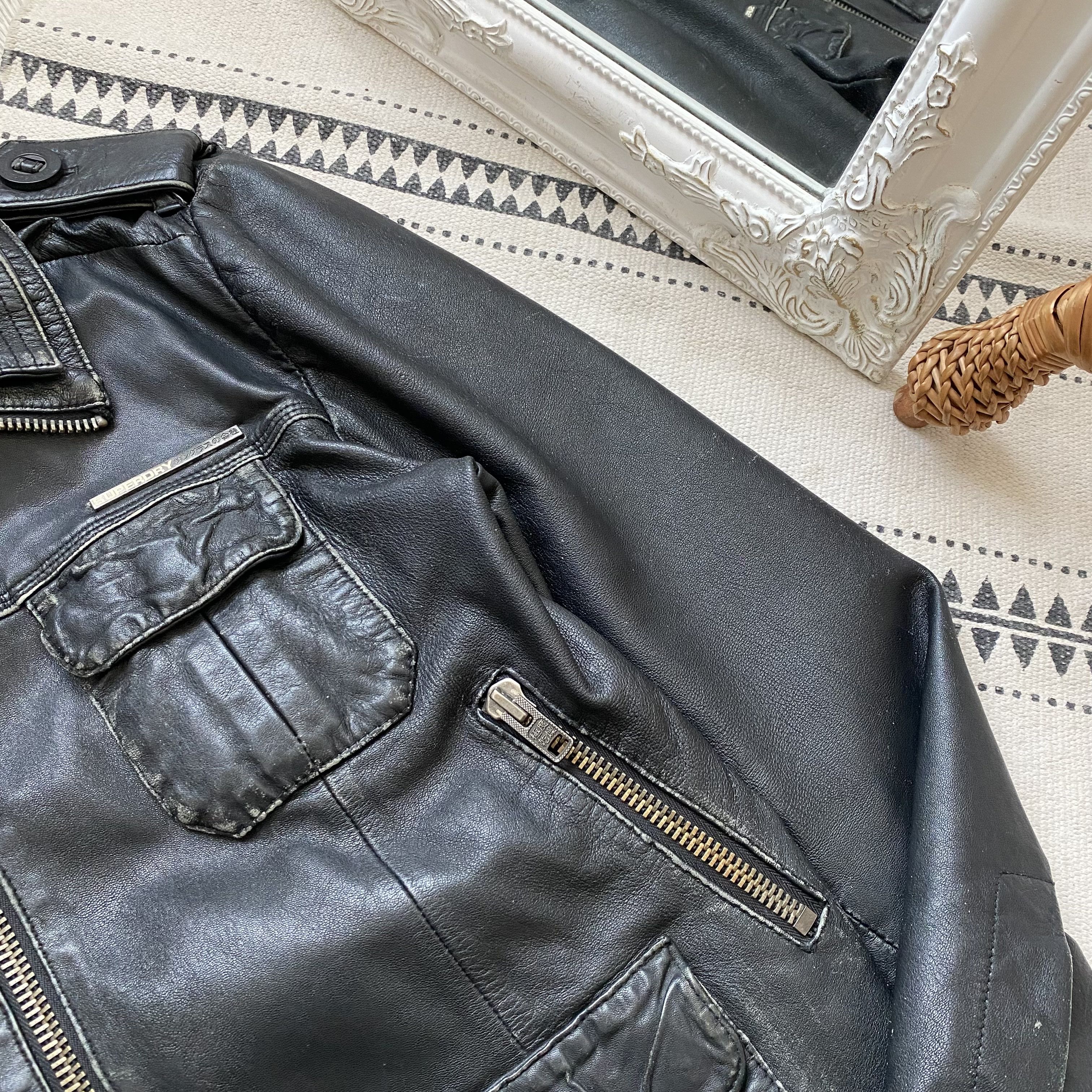 Genuine Leather Vintage Real Leather Biker Jacket japanese Superdry Size US L / EU 52-54 / 3 - 5 Thumbnail