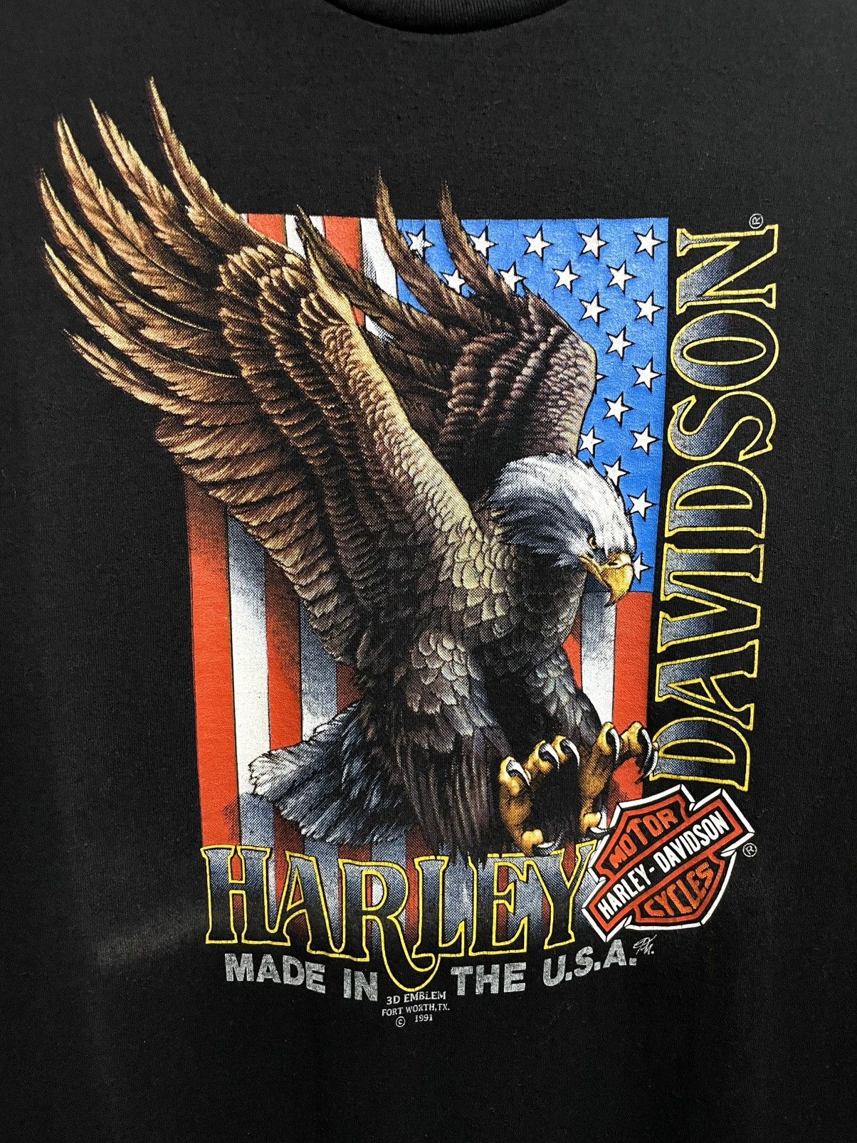 Harley Davidson Vintage 1991 3D Emblem Harley Davidson Eagle USA T-Shirt 90s Size US XL / EU 56 / 4 - 6 Thumbnail