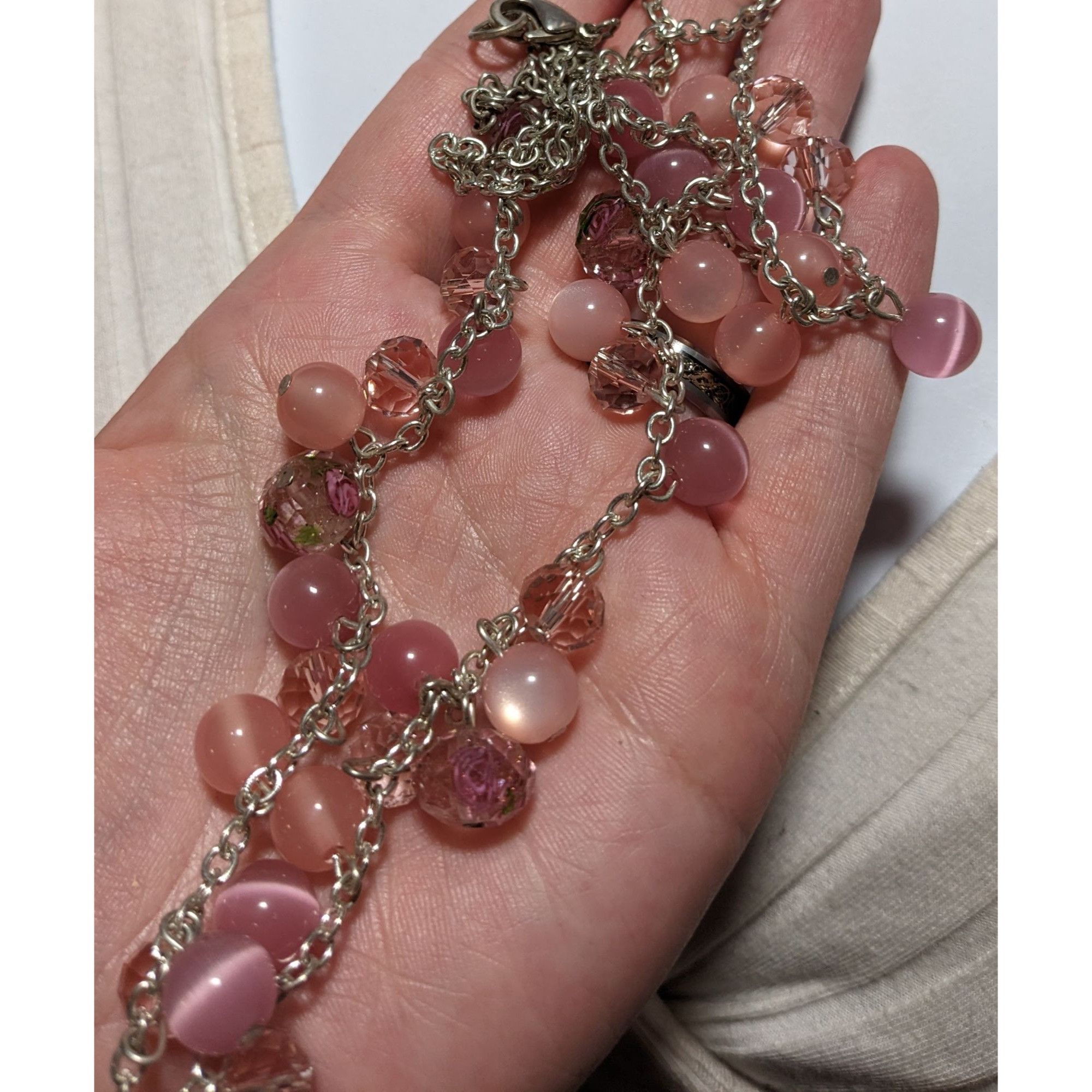 Other Pink & Silver Beaded Fringe Neckalce Size ONE SIZE - 11 Thumbnail