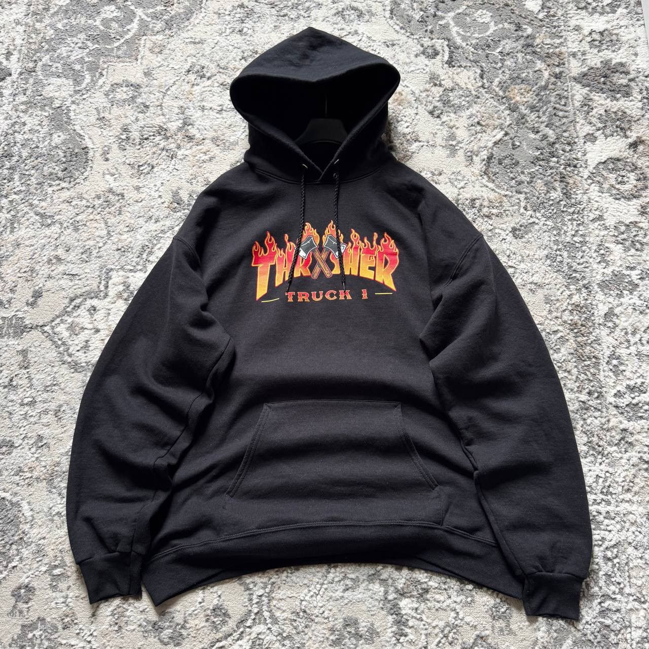Thrasher Thrasher Baggy Skate Flame Trucks Black Hoodie Size US L / EU 52-54 / 3 - 3 Thumbnail