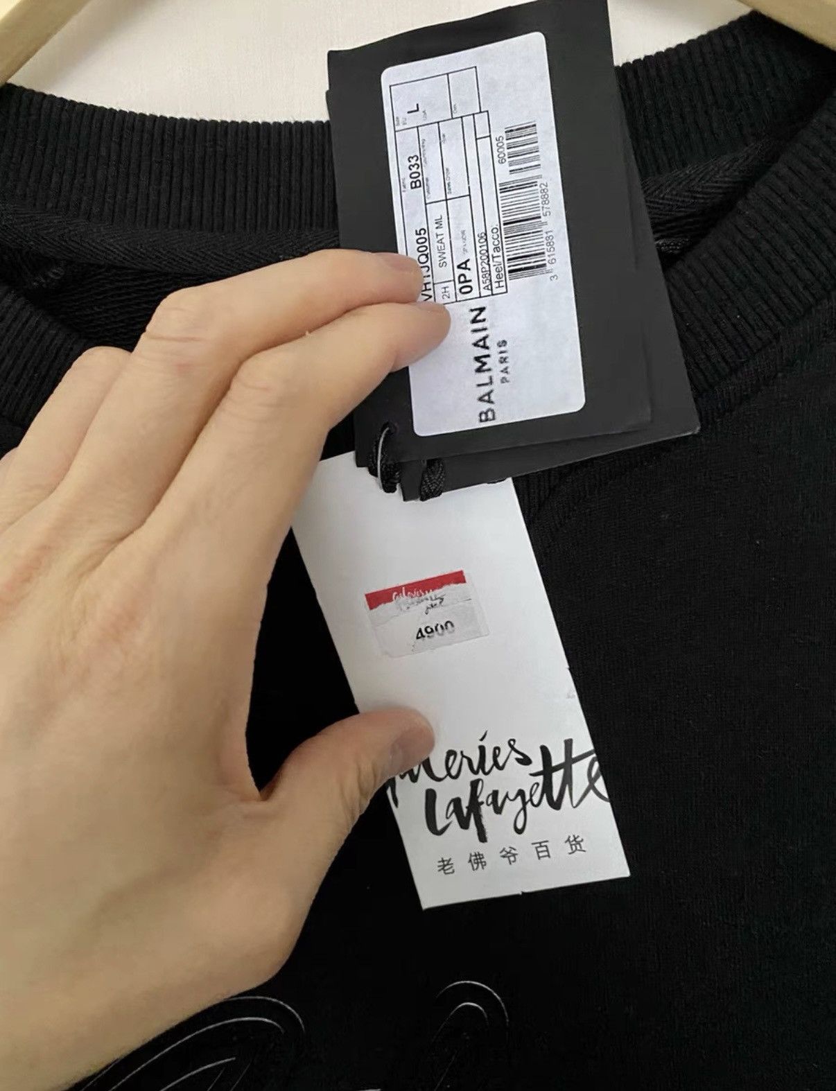 Balmain Balmain Men's Black Hoodie Size US L / EU 52-54 / 3 - 3 Thumbnail