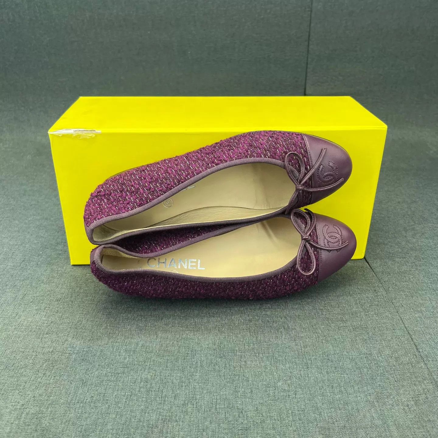 Chanel Chanel Tweed Ballet Flats Purple 37.5 with Box Size US 7 / IT 37 - 6 Thumbnail